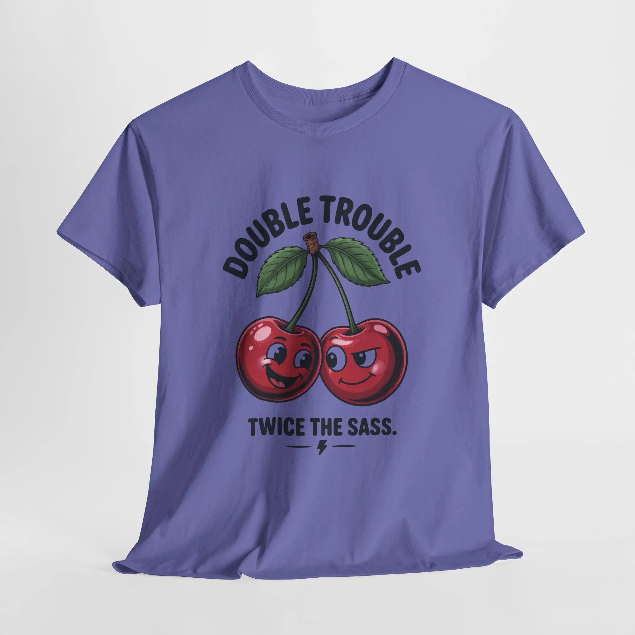 Double Trouble Cherry Graphic Tee, Funny Cute Womens T-Shirt, Twice the Sass Quote Shirt, Sassy Cherry Cartoon Gift - Image 22
