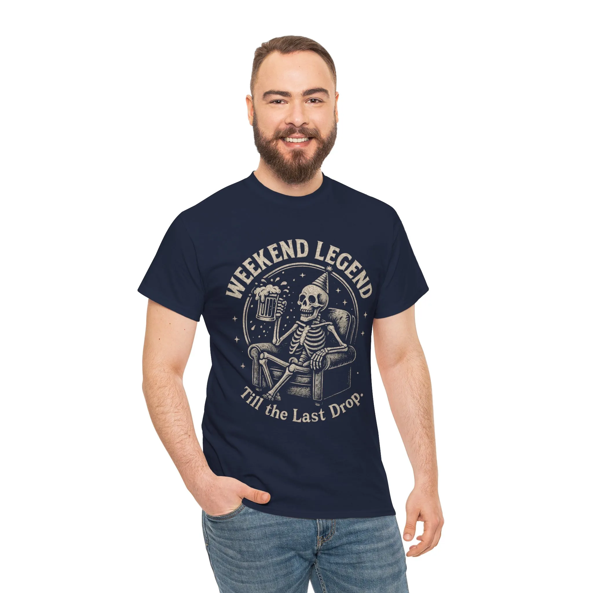 Weekend Legend Mens T-Shirt, Funny Skeleton Beer Tee, Till the Last Drop Party Shirt, Vintage Style Graphic Tee for Him, Halloween Apparel - Image 20