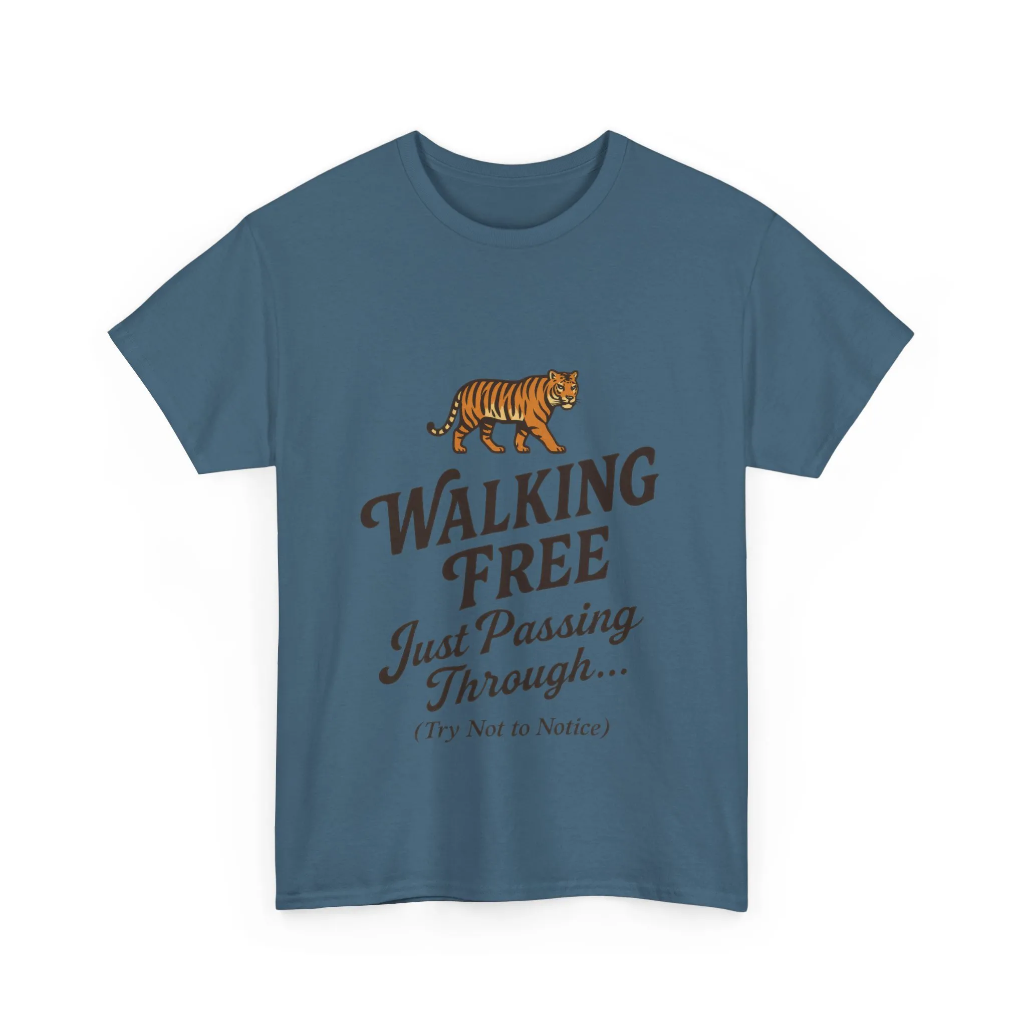 Walking Free Tiger Shirt for Men - Just Passing Through Funny Graphic Tee - Wild Animal Casual Top, Gift Nature Lovers - Image 22