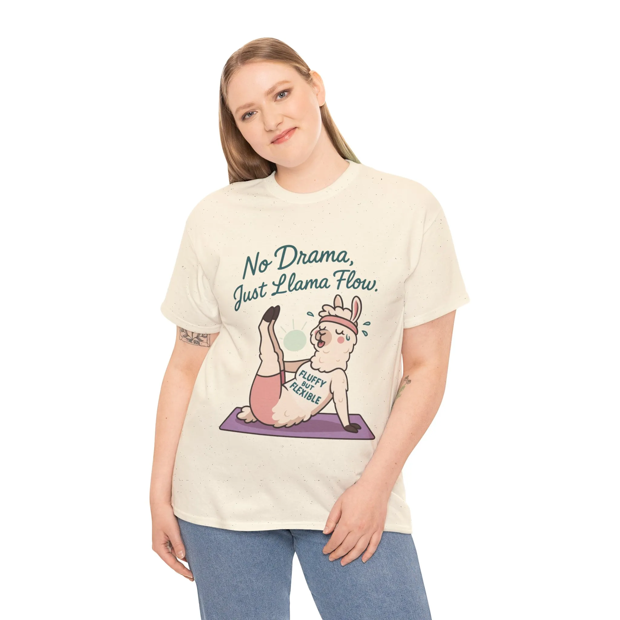 No Drama Llama Yoga Tee, Funny Yoga Llama T-Shirt for Women, Gift for Yoga Lovers, Fun Yoga T-Shirt for Animal Lovers, Humor Shirt - Image 3