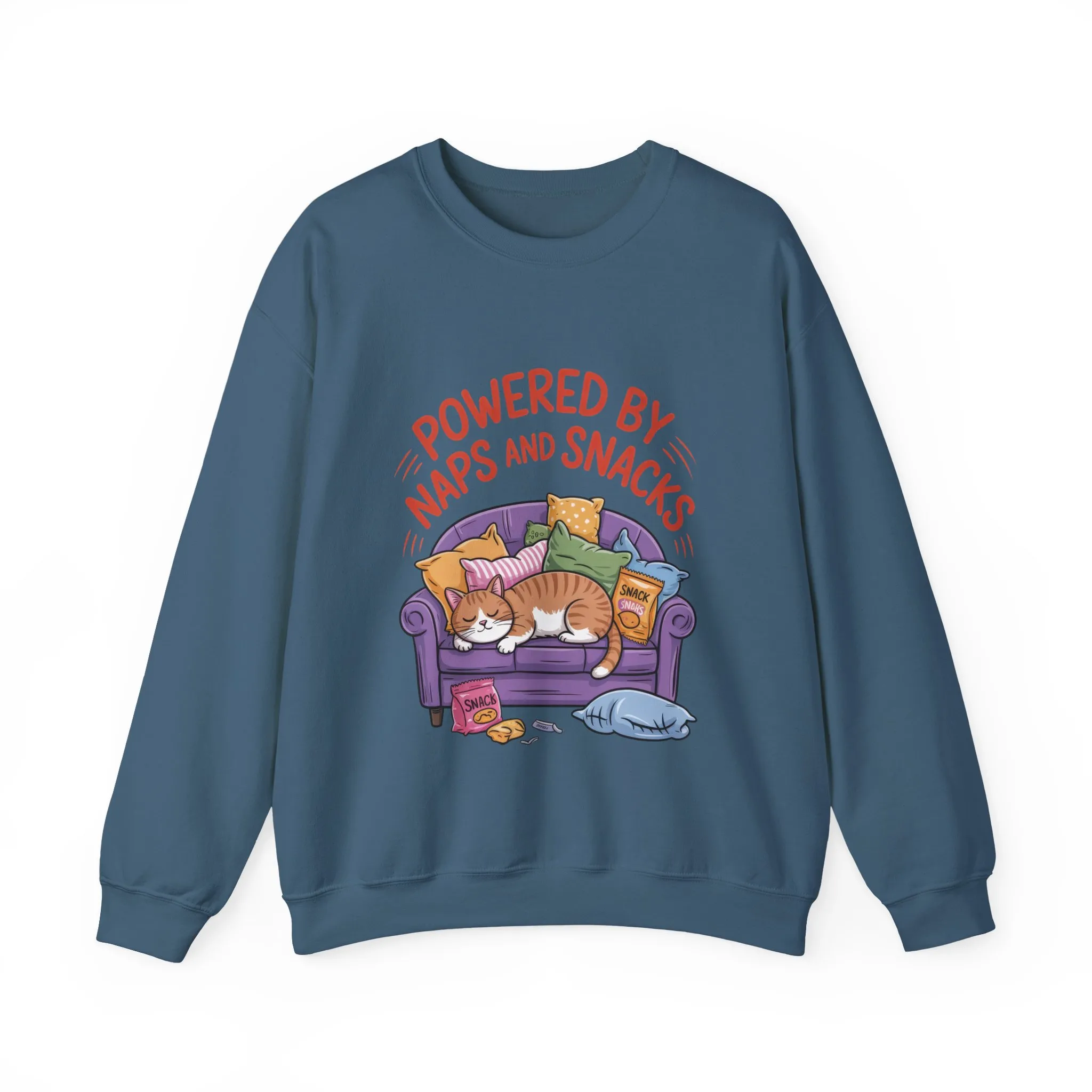 Powered by Naps and Snacks Sweatshirt, Cozy Lounge Crewneck, Gifts for Cat Lovers, Funny Cat Sweatshirt, Casual Everyday Wear - Image 37