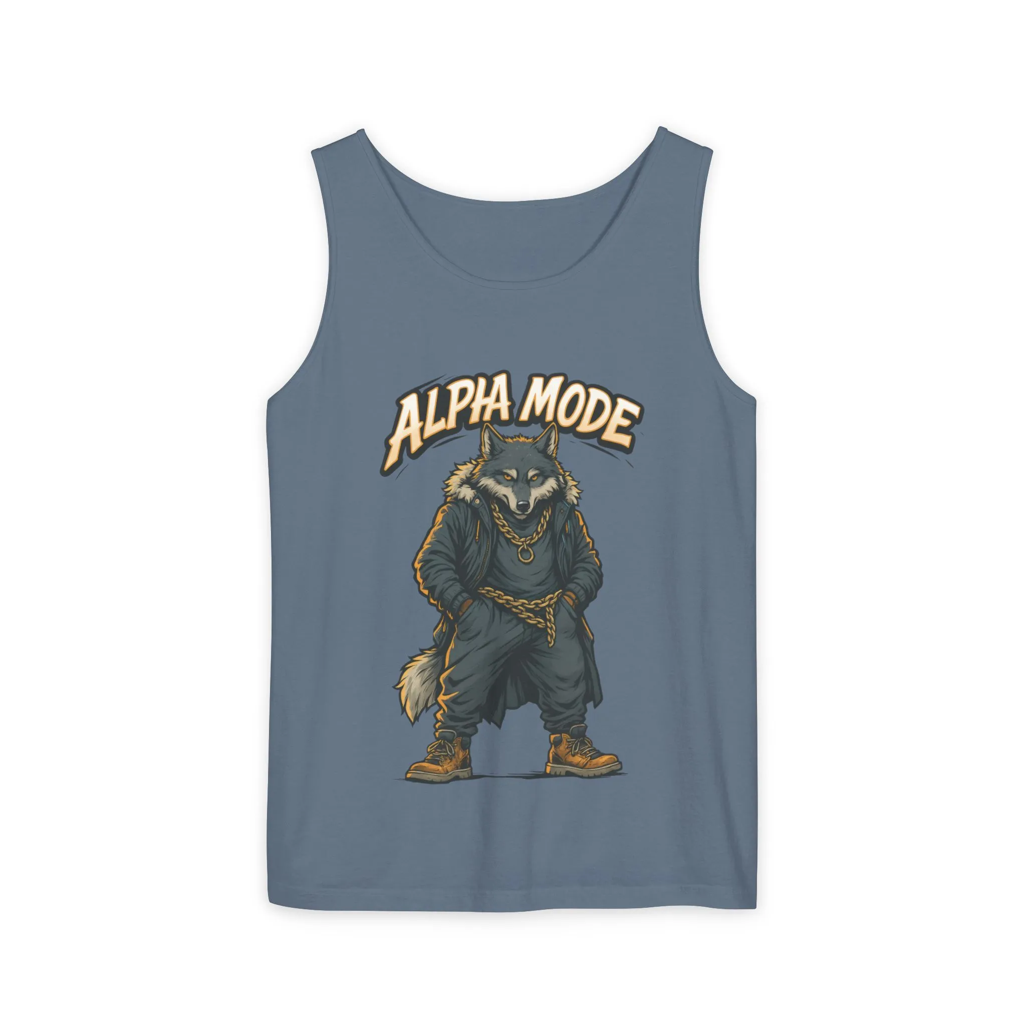 Alpha Mode Wolf Tank Top, Mens Hip Hop Gym Tank, Cool Streetwear Muscle Tank, Savage Wolf Graphic Top, Alpha Male Workout Shirt, Beachwear - Image 2