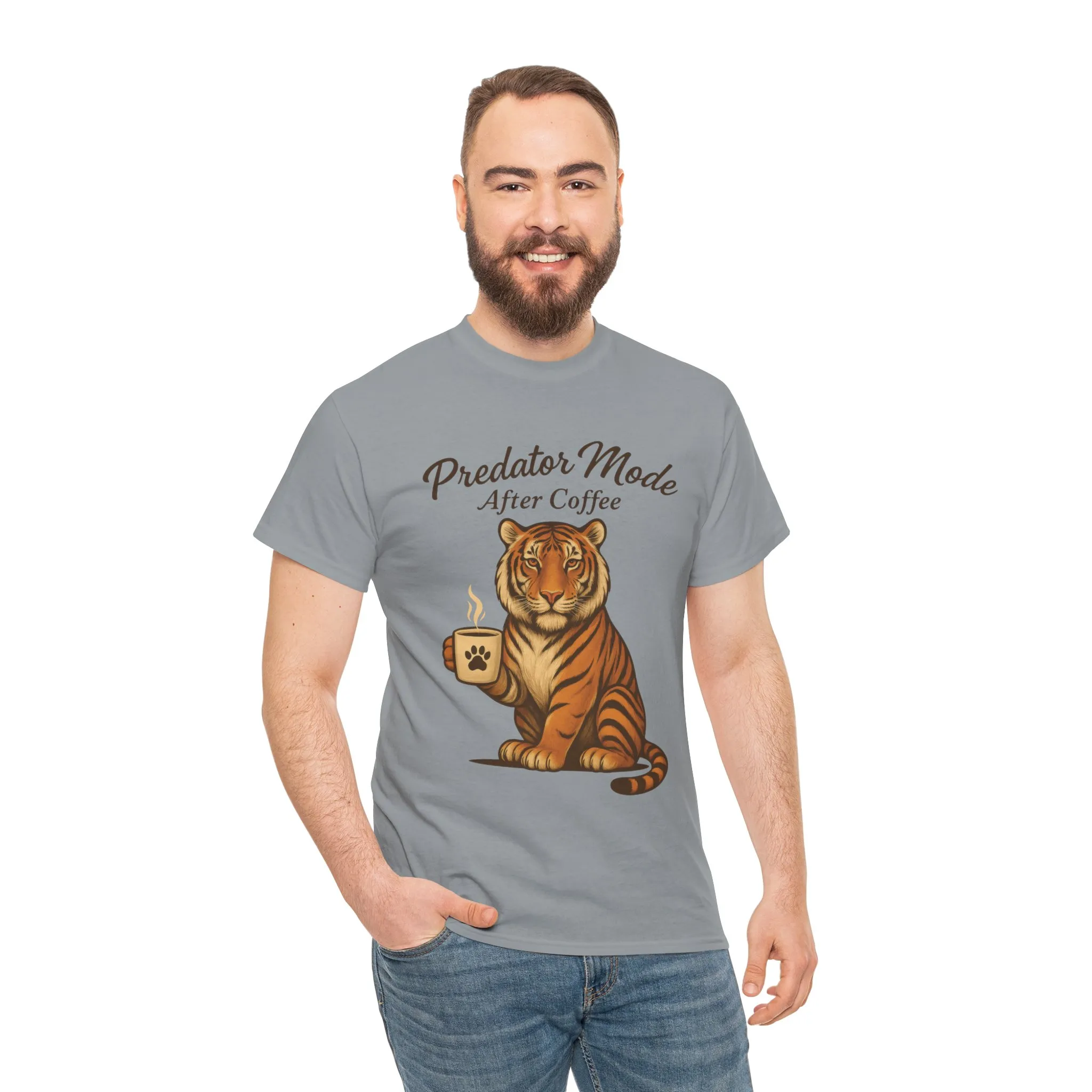 Predator Mode After Coffee Tiger Shirt, Funny Coffee Lover Tee, Mens Caffeine Graphic Tee, Morning Motivation Tiger Shirt,Coffee Addict Gift - Image 14