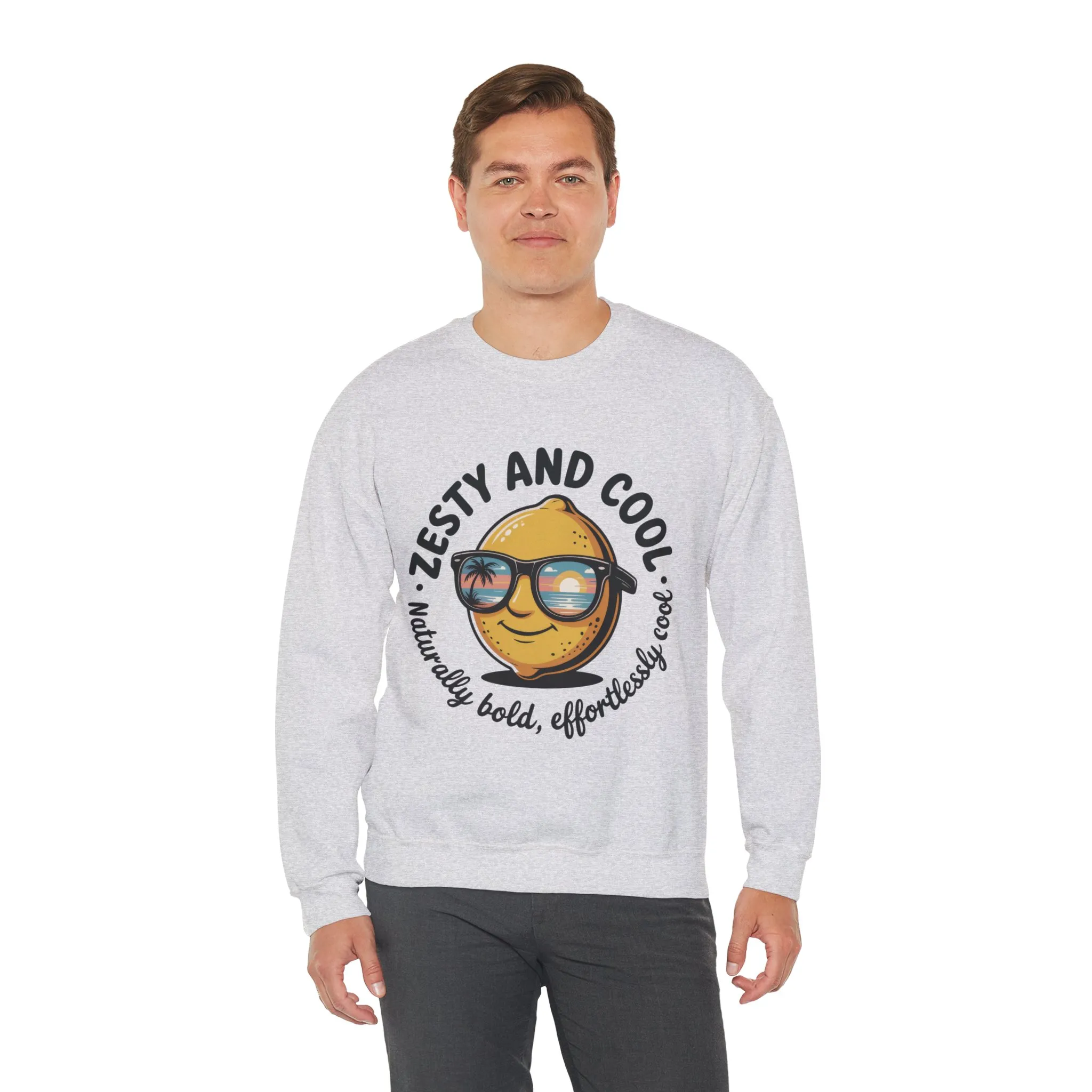Zesty Lemon Mens Crewneck Sweatshirt - Fun Gift for Friends, Cool Casual Style, Summer Vibes, Mens Graphic Apparel, Perfect for Relaxing - Image 9