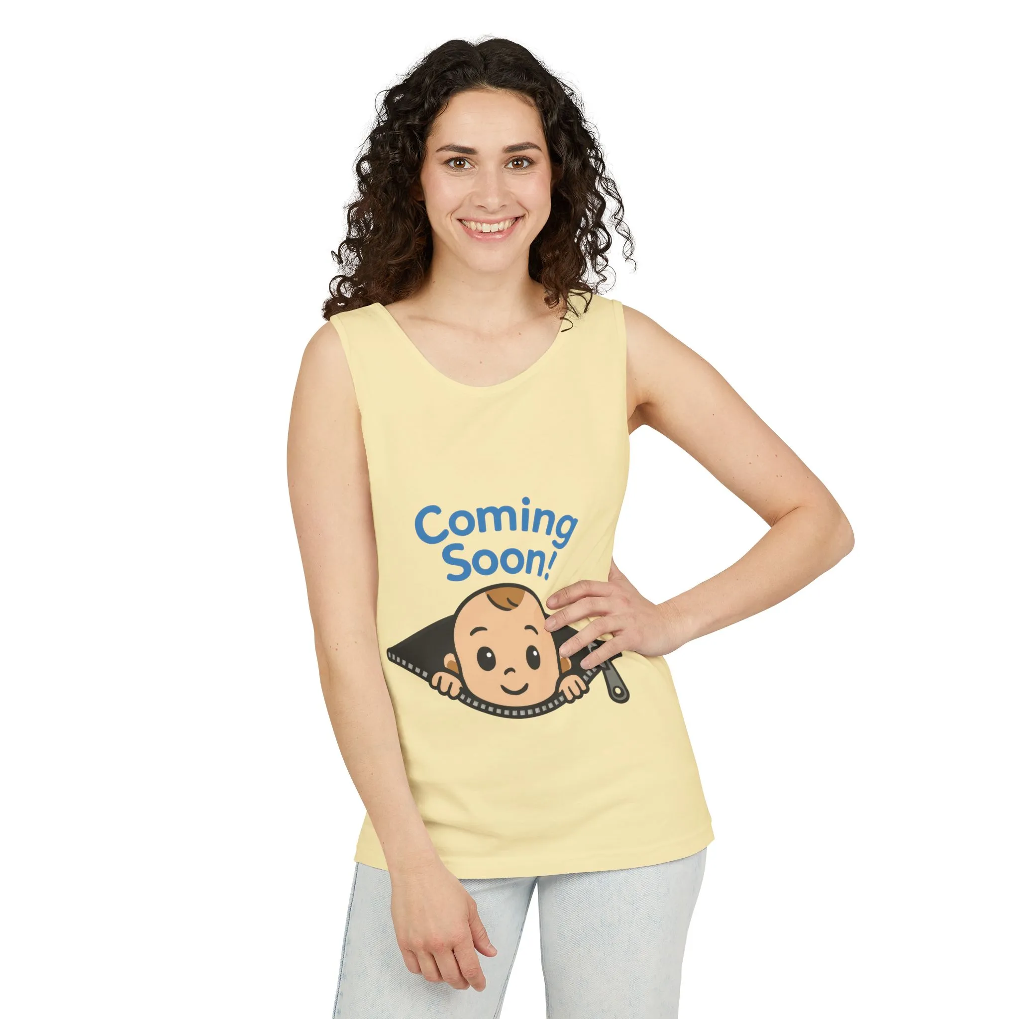 Coming Soon Maternity Tank Top, Cute Baby Boy Pregnancy Announcement Tee, Funny Expecting Mom Gift, Gender Reveal Tee, Baby Shower Top - Image 6