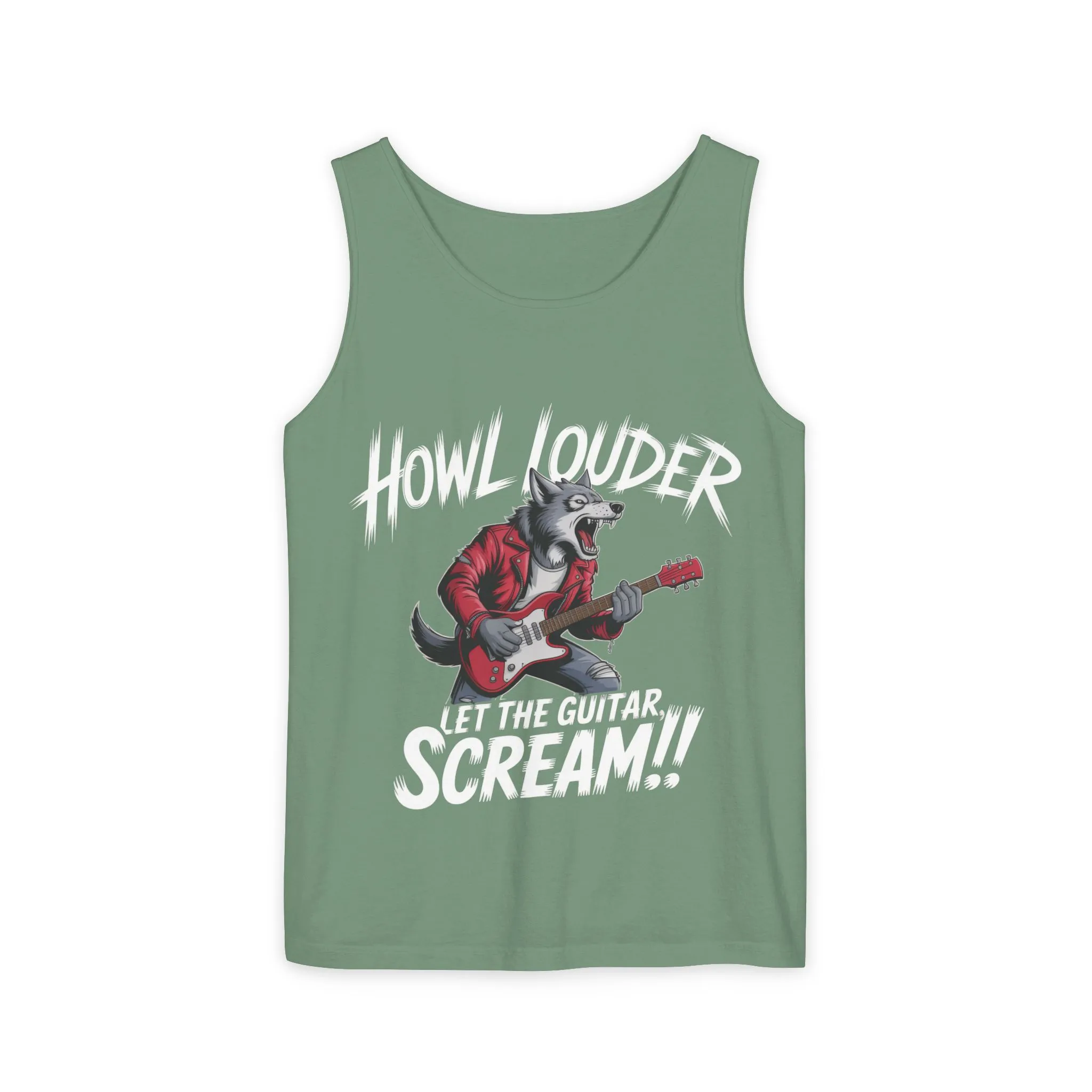Howl Louder Wolf Tank Top, Mens Muscle Shirt, Rock Guitarist Graphic Sleeveless Tee, Wolf Workout Gym Tank, Music Lover Gift - Image 7