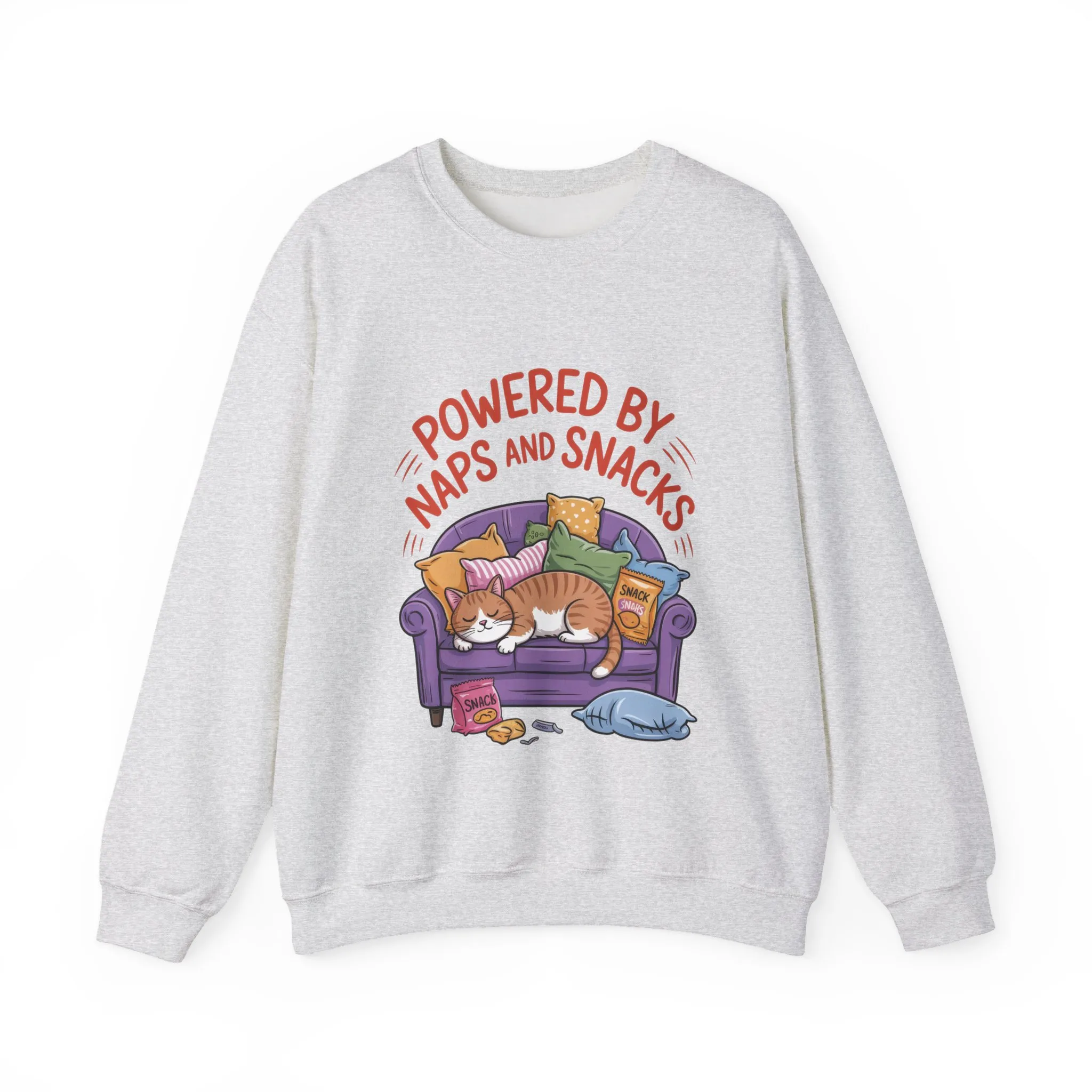 Powered by Naps and Snacks Sweatshirt, Cozy Lounge Crewneck, Gifts for Cat Lovers, Funny Cat Sweatshirt, Casual Everyday Wear - Image 28