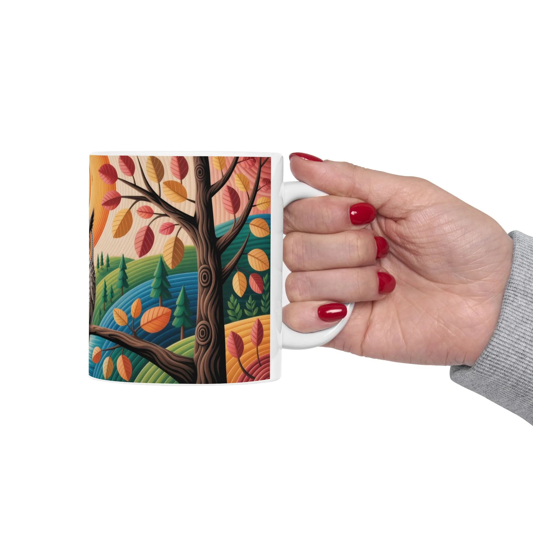 Whimsical Owl Ceramic Mug , Cozy Home Decor, Gift for Nature Lovers, Coffee Mug, Fall Vibes, Owl Enthusiast Gift - Image 5