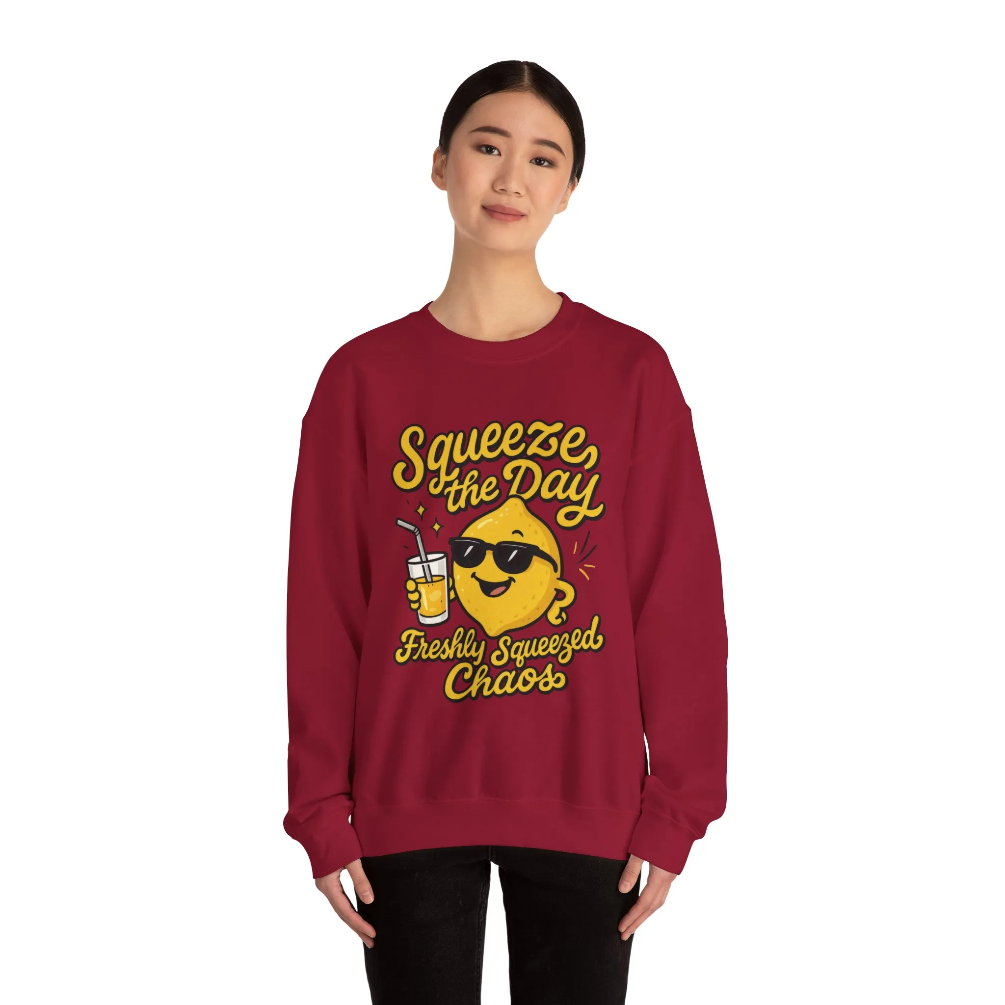 Funny Lemon Womens Sweatshirt - Squeeze The Day Freshly Squeezed Chaos Cozy Pullover - Citrus Positive Crewneck Sweatshirt, Cheerful Fashion - Image 35