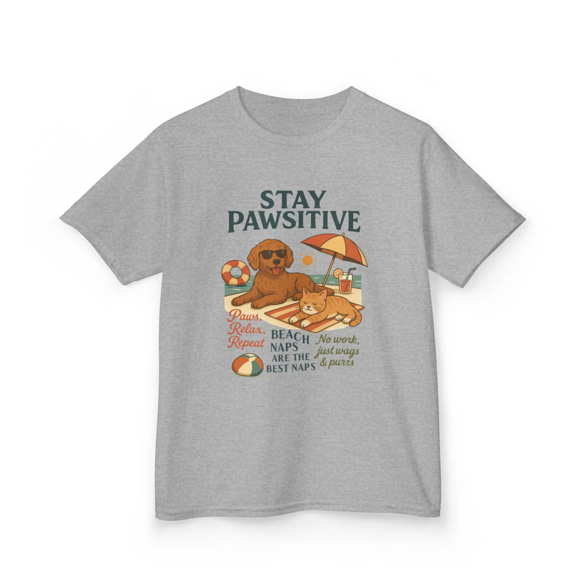 Kids Beach Vibes Tee - Stay Pawsitive, Summer Fun Shirt, Dog Lover Gift, Vacation Outfit, Beach Day Apparel - Image 10