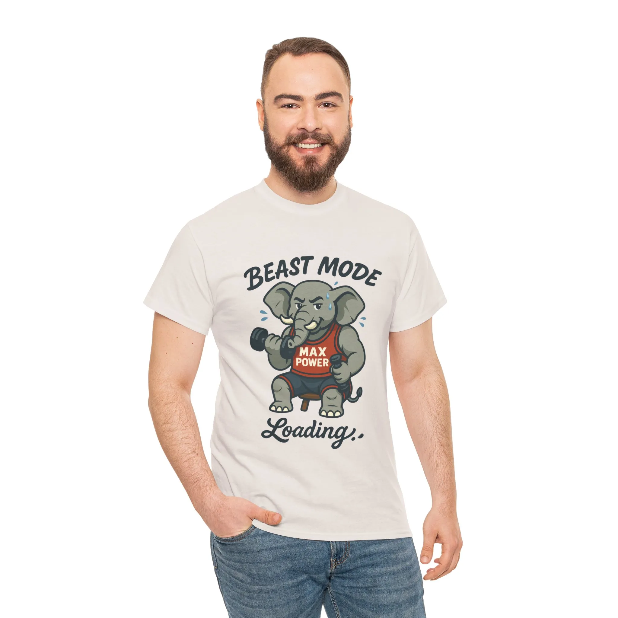 Beast Mode Elephant Gym Shirt, Funny Workout T-Shirt For Men, Max Power Fitness Tee, Beast Mode Loading Graphic, Gym Motivation Gift - Image 5