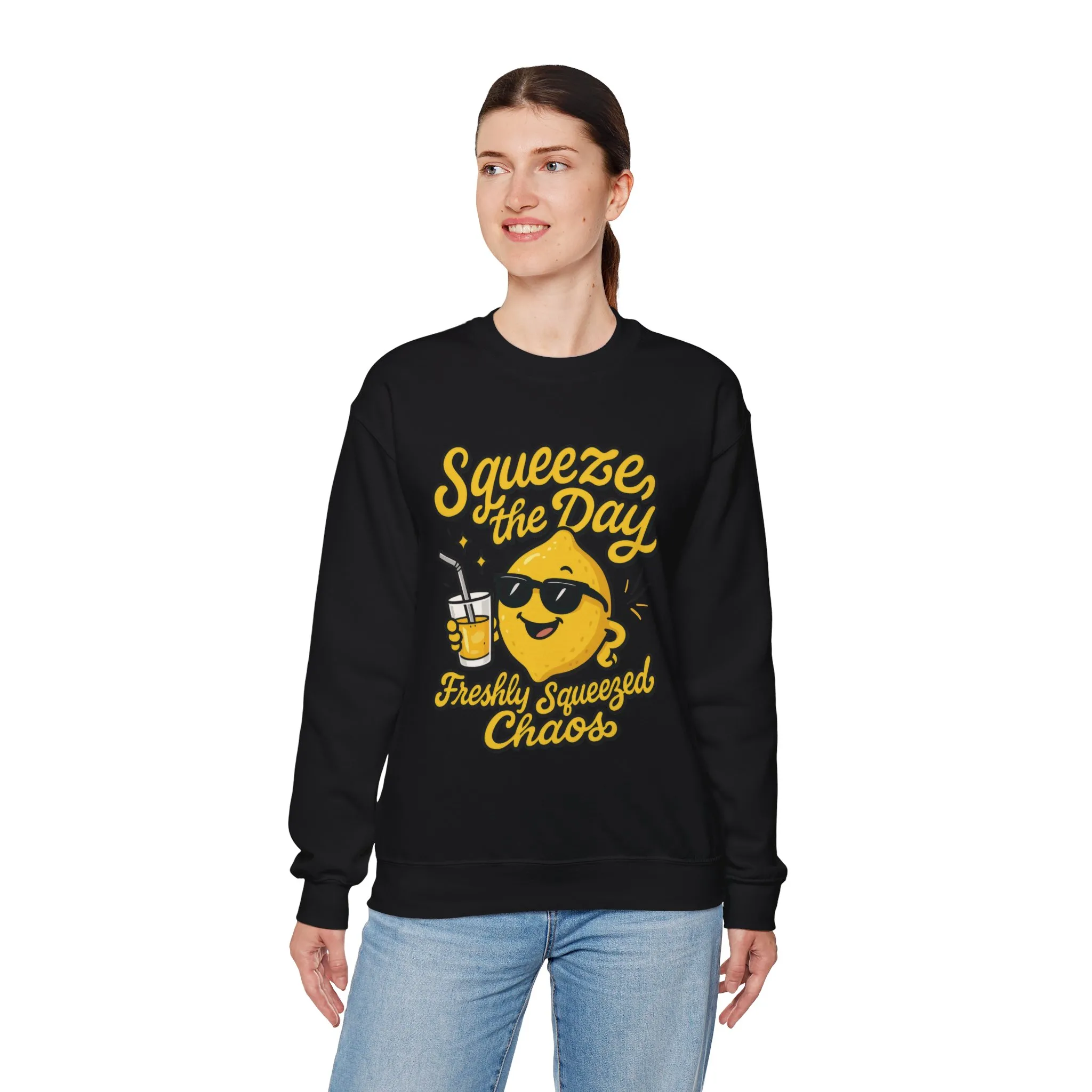 Funny Lemon Womens Sweatshirt - Squeeze The Day Freshly Squeezed Chaos Cozy Pullover - Citrus Positive Crewneck Sweatshirt, Cheerful Fashion - Image 12