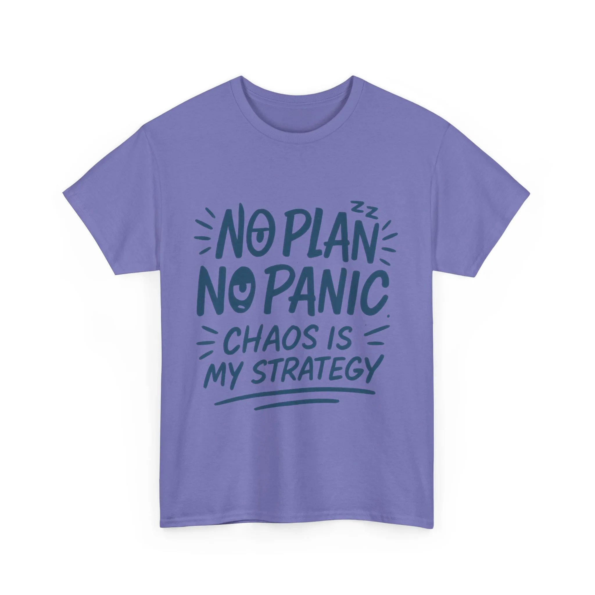 Funny Chaos Strategy T-Shirt, No Plan No Panic Quote Shirt, Cute Tee for Women, Humorous Gift Idea, Casual Relaxed Fit Top - Image 25