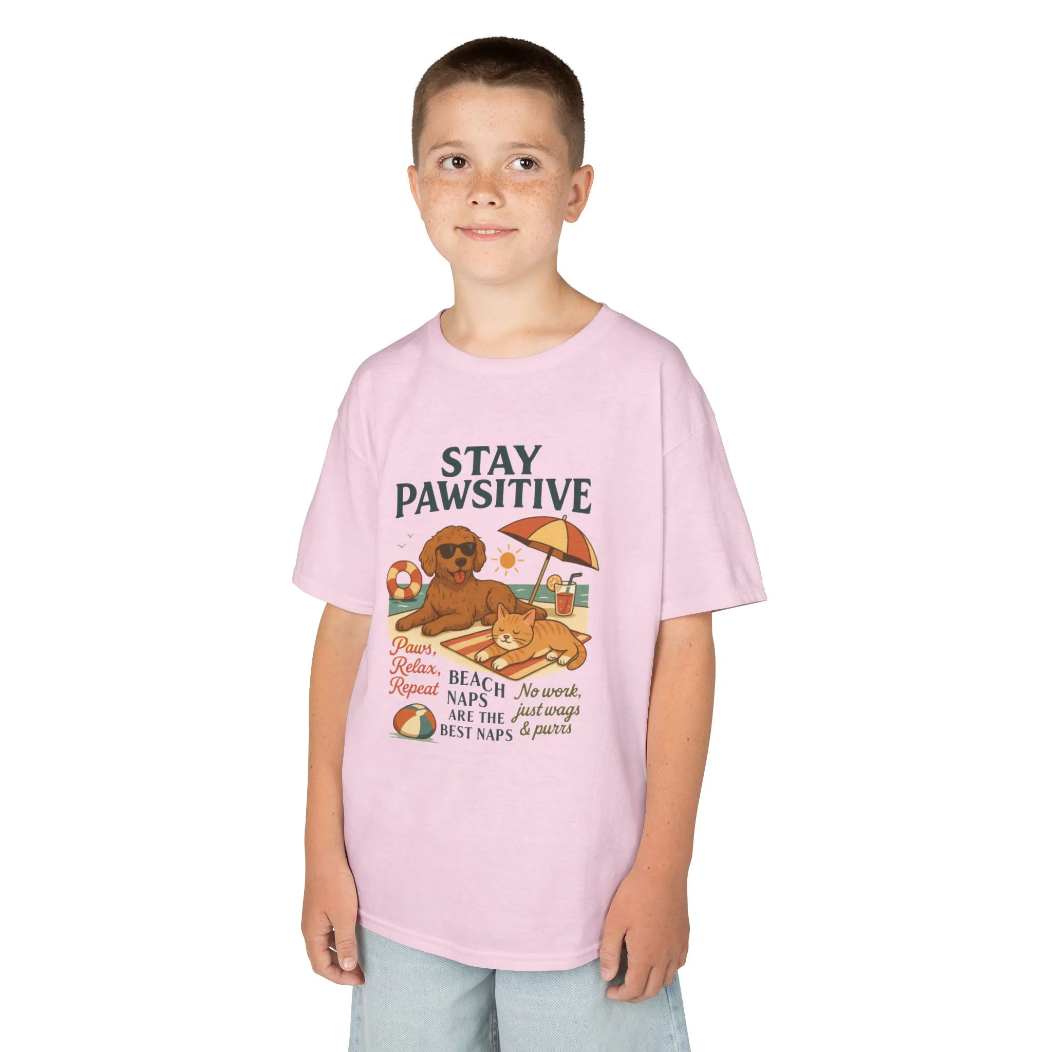Kids Beach Vibes Tee - Stay Pawsitive, Summer Fun Shirt, Dog Lover Gift, Vacation Outfit, Beach Day Apparel - Image 30