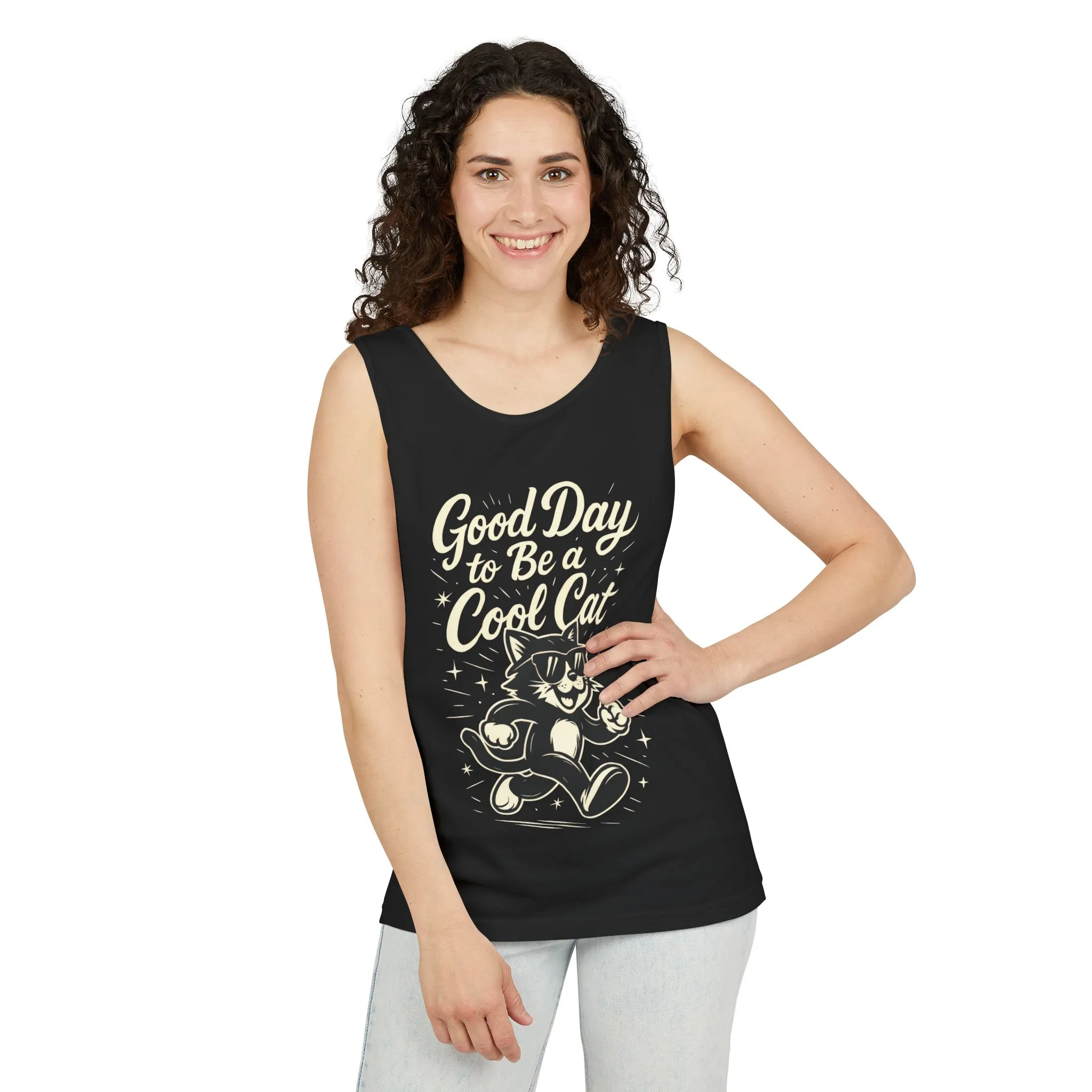 Cool Cat Womens Tank Top - Good Day to Be a Cool Cat Retro Kitty Sleeveless Shirt - Funny Summer Top, Gift for Cat Lovers - Image 12