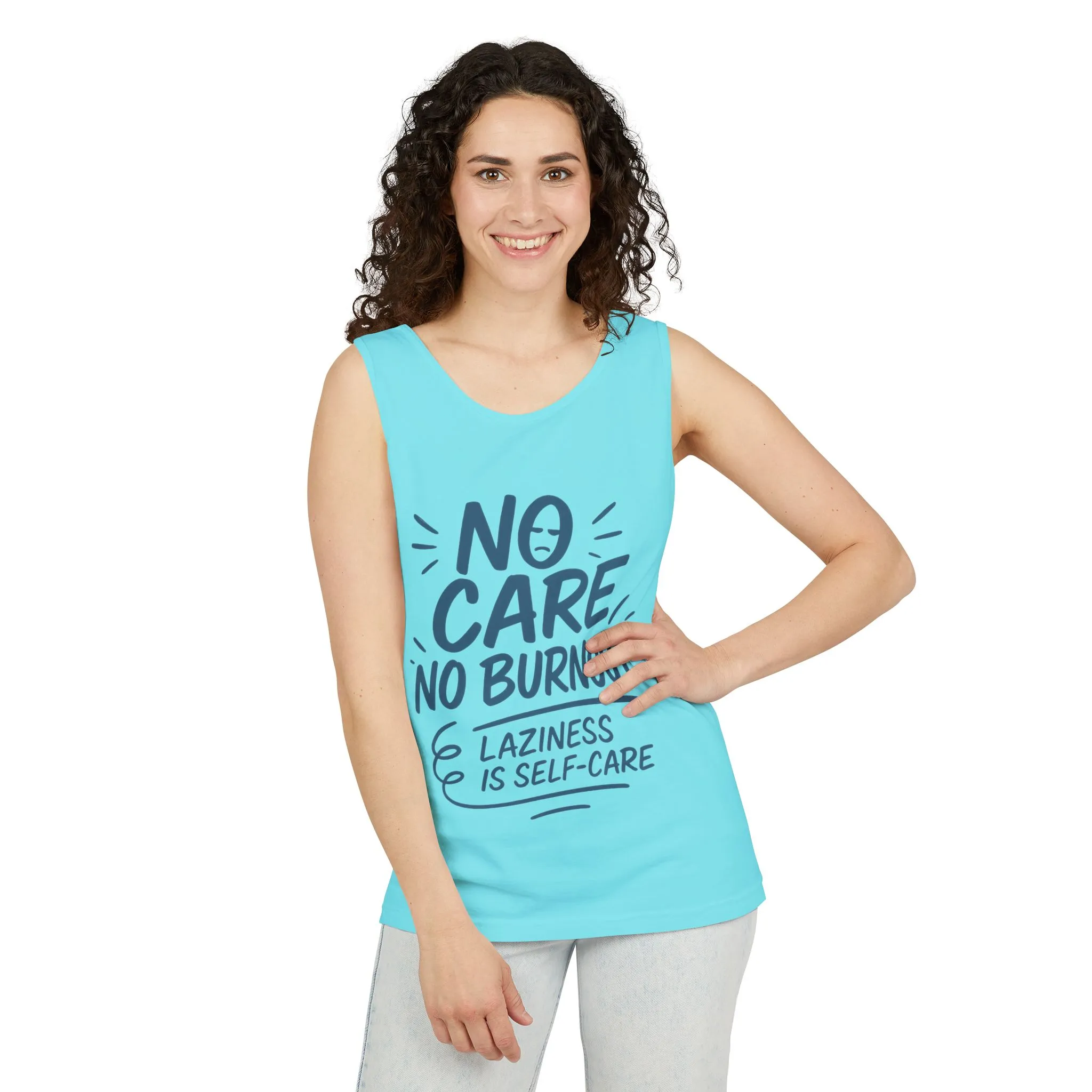 No Care No Burnout Womens Tank Top, Funny Self-Care Quote, Lazy Life Gym Workout Shirt, Casual Sleeveless Top, Relaxed Summer Apparel - Image 26