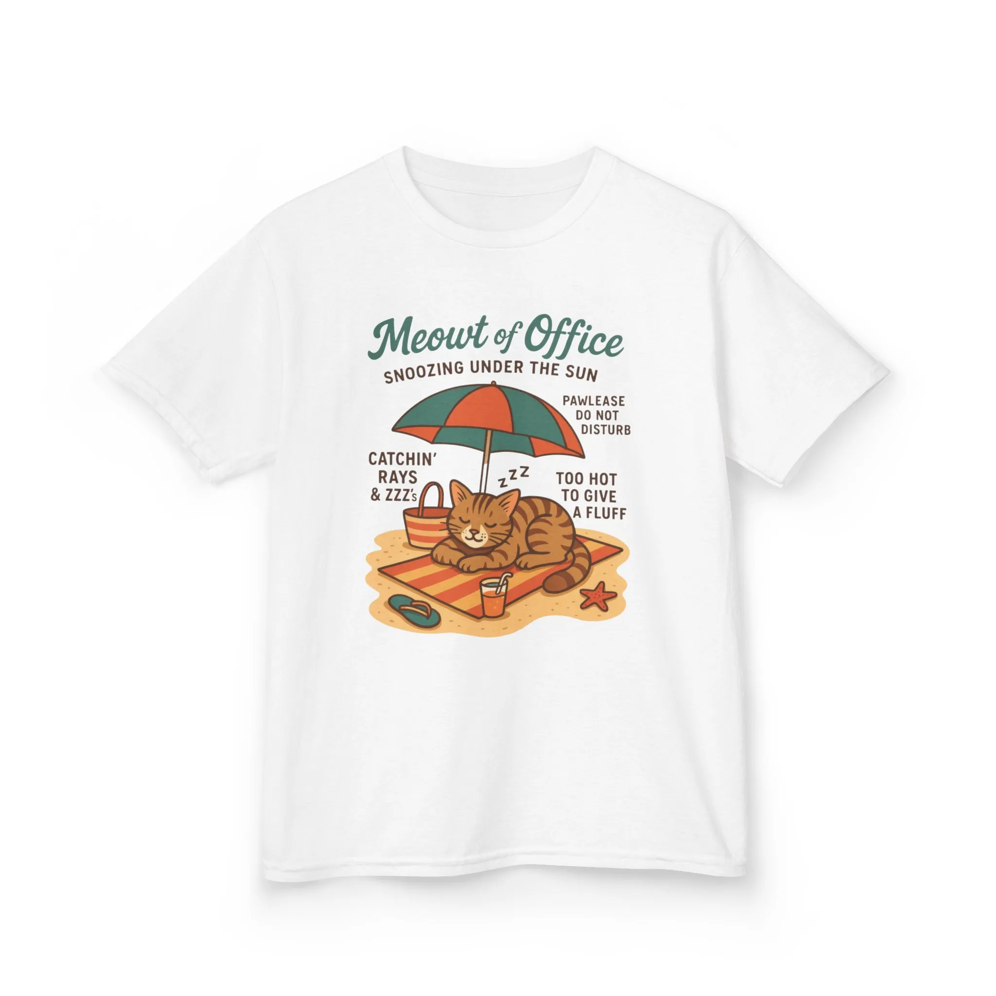 Kids Cat-Themed T-Shirt - Meowt of Office, Cute Summer Tee, Cat Lover Gift, Fun Playwear, Summer Beach Vacation Tee - Image 4