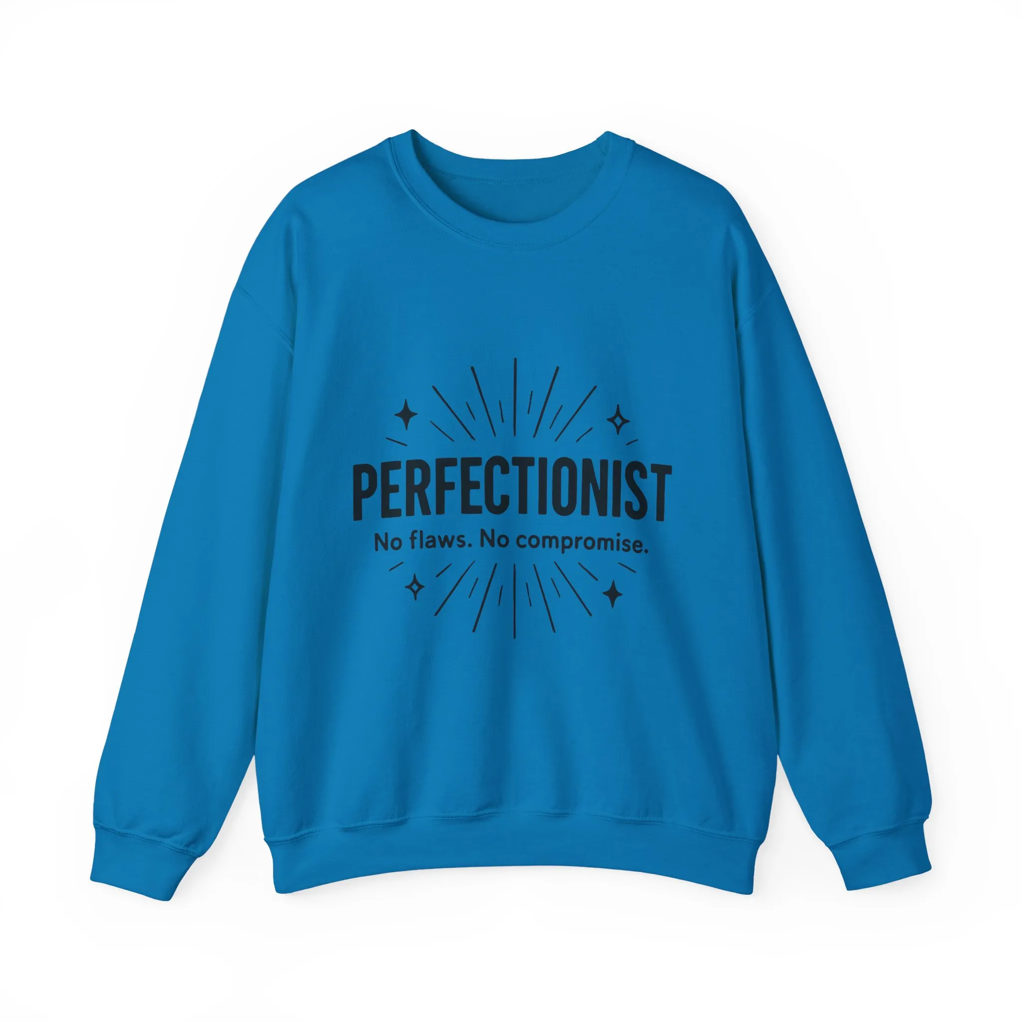 Men's Perfectionist Sweatshirt, Bold No Flaws No Compromise Design, Clean Look Funny Gift for Him, Minimal Black Graphic Pullover - Image 34