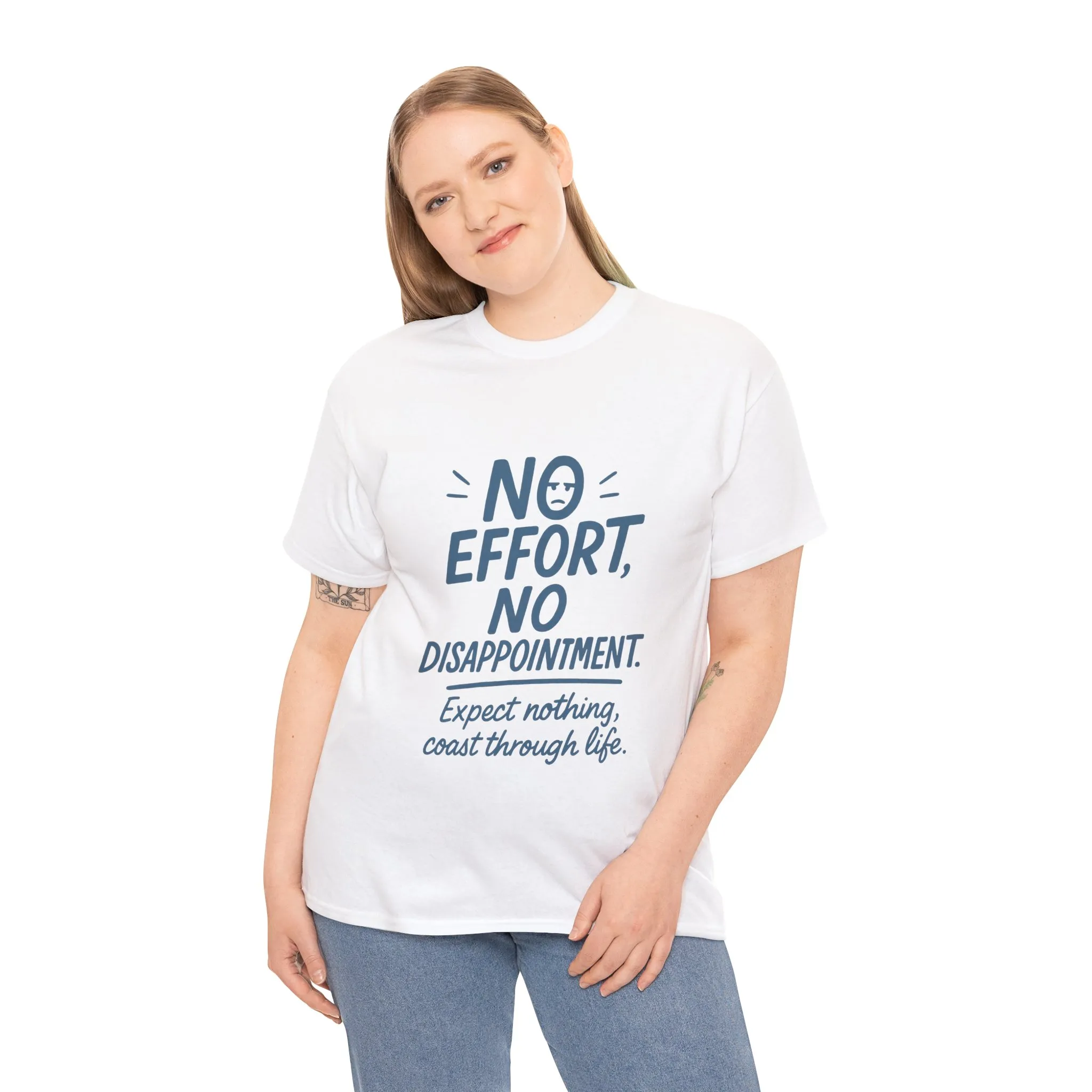 Funny No Effort Womens T-Shirt, No Disappointment Lazy Life Quote Shirt, Cute Graphic Tee for Her, Life Philosophy Shirt, Gift Idea - Image 6