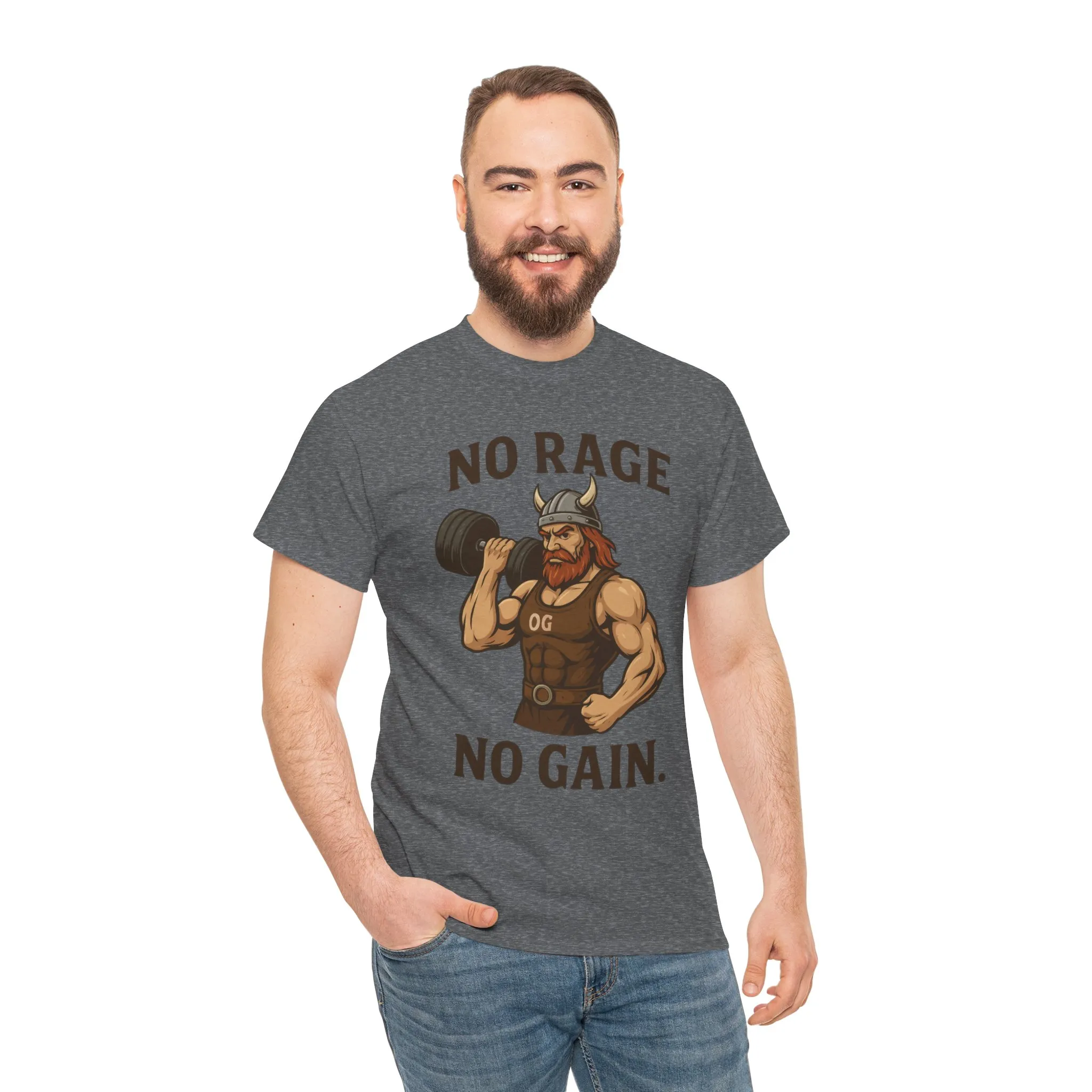 No Rage No Gain Viking Gym Shirt, Funny Muscle Workout Tee, Barbarian Fitness T-Shirt for Men, Powerlifting Humor Shirt, Viking Lifting Gift - Image 17
