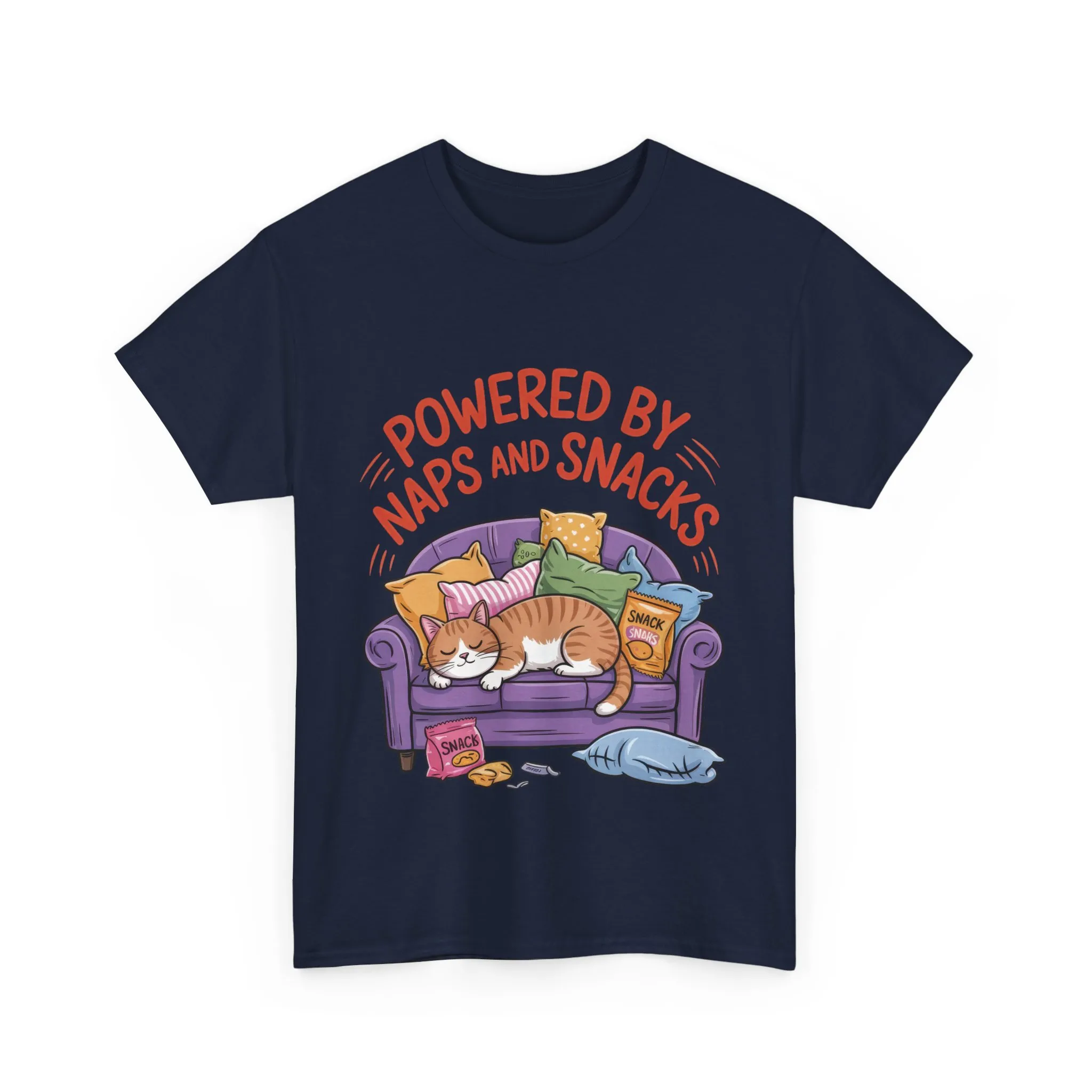 Powered by Naps and Snacks Cat T-Shirt, Funny Lazy Cat Lover Womens Tee, Cute Humor Shirt, Cozy Gift for Her, Cozy Cat Lover T-Shirt - Image 19