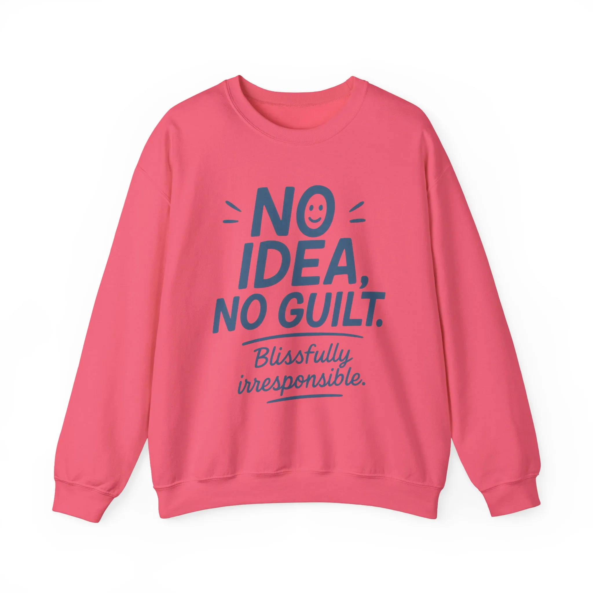 Funny Womens Sweatshirt, No Idea No Guilt Quote, Blissfully Irresponsible Cozy Pullover, Relaxed Fit Gift for Her, Gift for Friends - Image 31