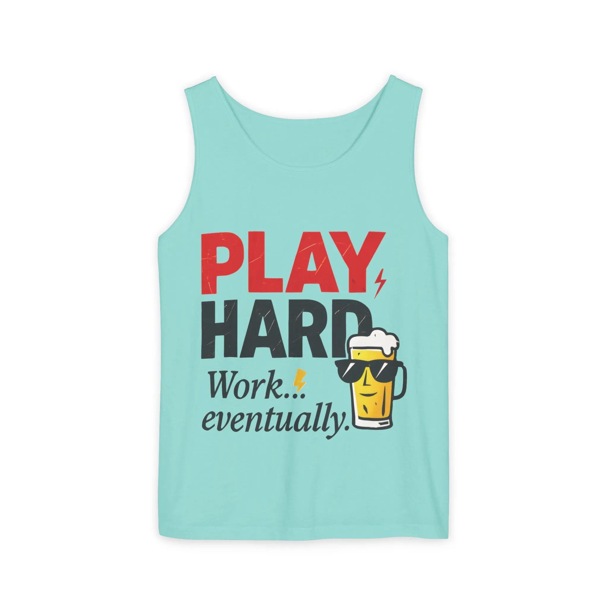 Casual Tank Top with Play Hard Print, Fun Summer Apparel, Gift for Dad or Friends, Beach Wear, Workout Top, Party Attire - Image 34
