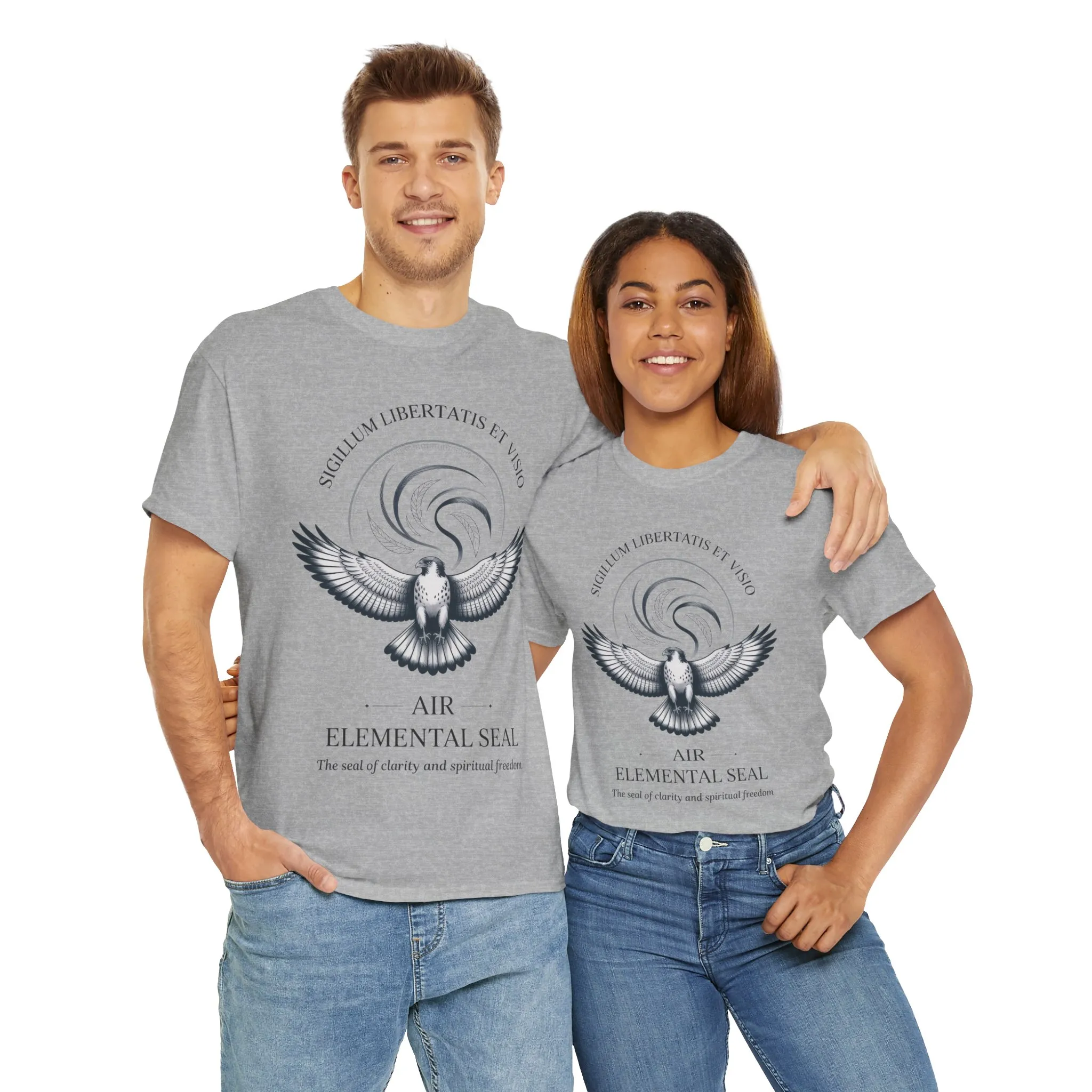 Air Elemental Seal Unisex Cotton Tee, Clarity & Spiritual Freedom Symbol Tee, Unisex Elemental Shirt, Vision Totem Gift, Spiritual Gift - Image 14