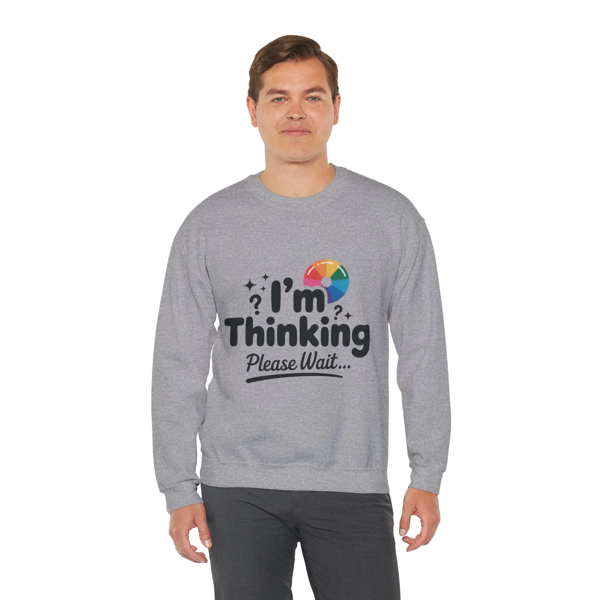 Funny - Im Thinking Please Wait - Mens Sweatshirt, Cute Geeky Gift for Introverts, Programmers, Designers, Humor Crewneck, Gift for Adults - Image 8