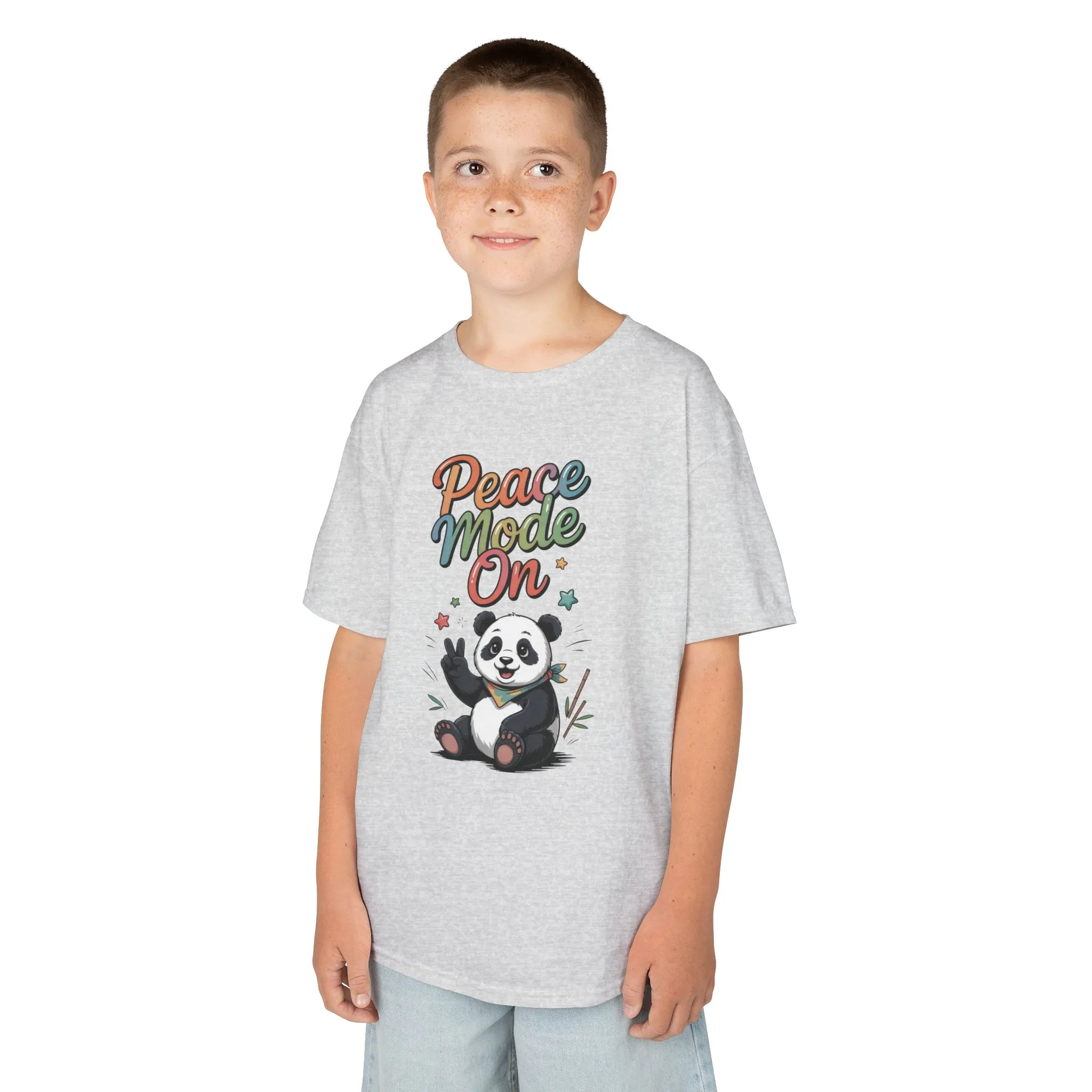 Peace Mode On Kids Tee, Cute Panda Shirt, Fun Gift for Children, Peace-Themed Apparel, Perfect for Birthdays, Casual Wear - Image 3