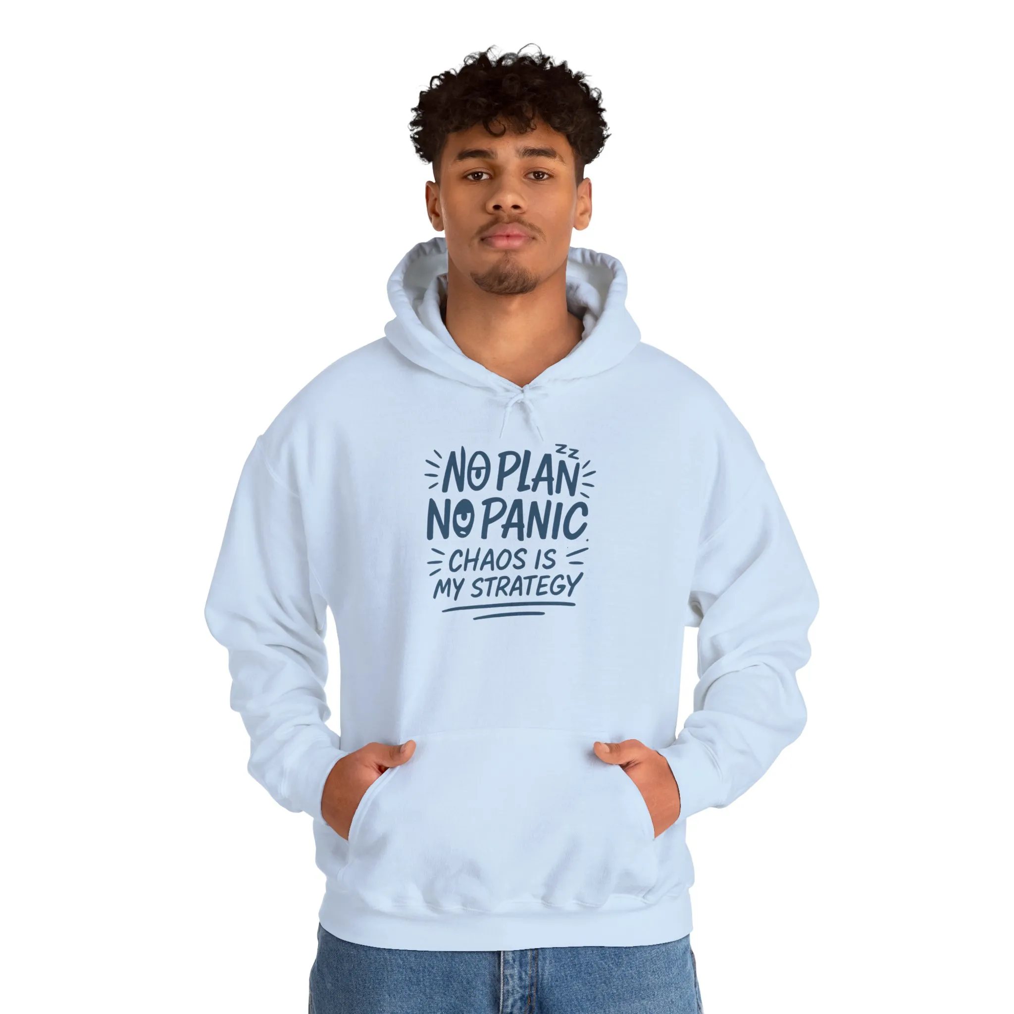Funny Chaos Strategy Mens Hoodie, No Plan No Panic Quote Hoodie, Cozy Relaxed Fit Pullover, Humorous Gift for Him, Unisex Pullover - Image 23