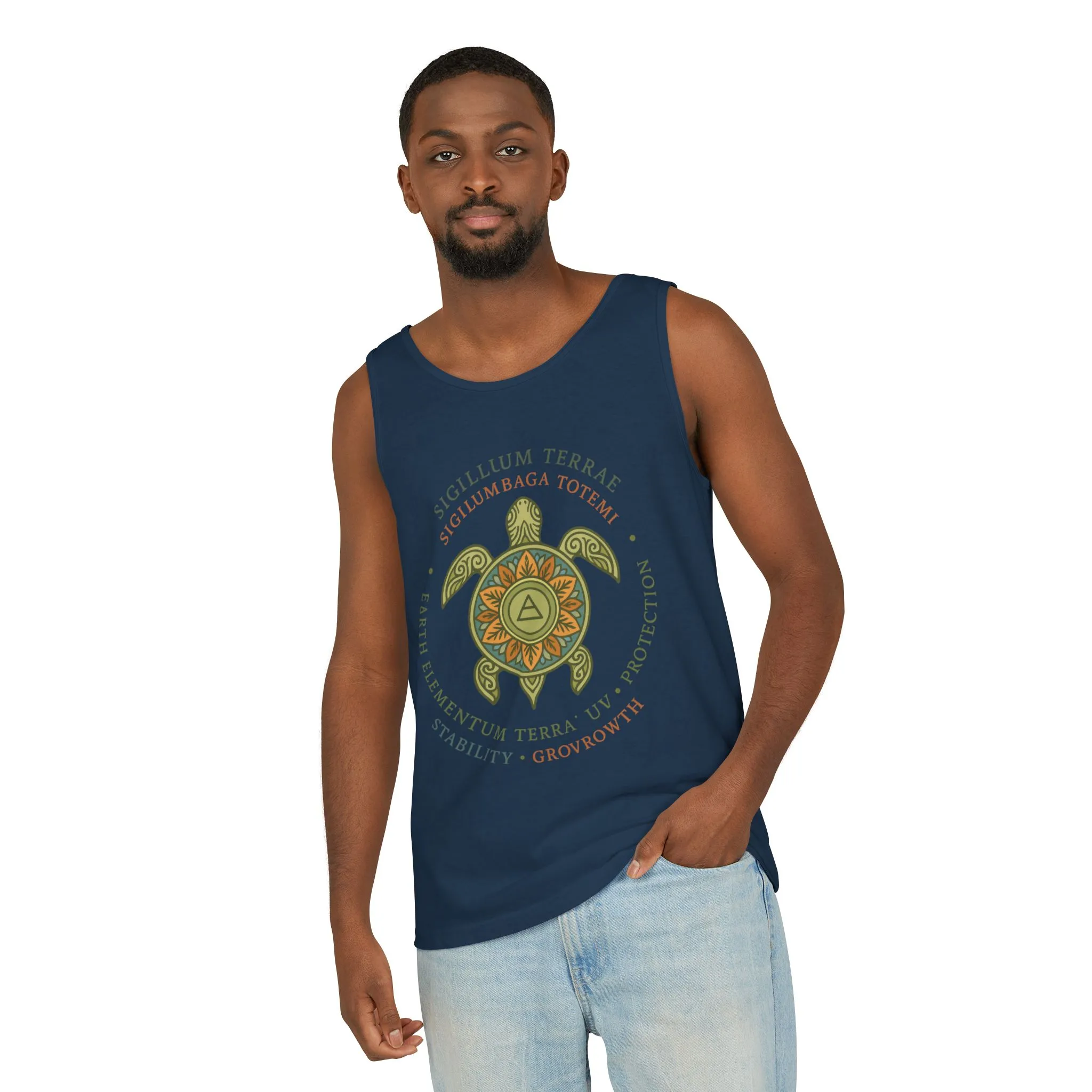 Earth Totem Turtle Womens Tank, Sigillum Terrae Symbol, Elemental Growth Tee, Nature-Inspired Tank Top with Protective Symbol, Beachwear - Image 21