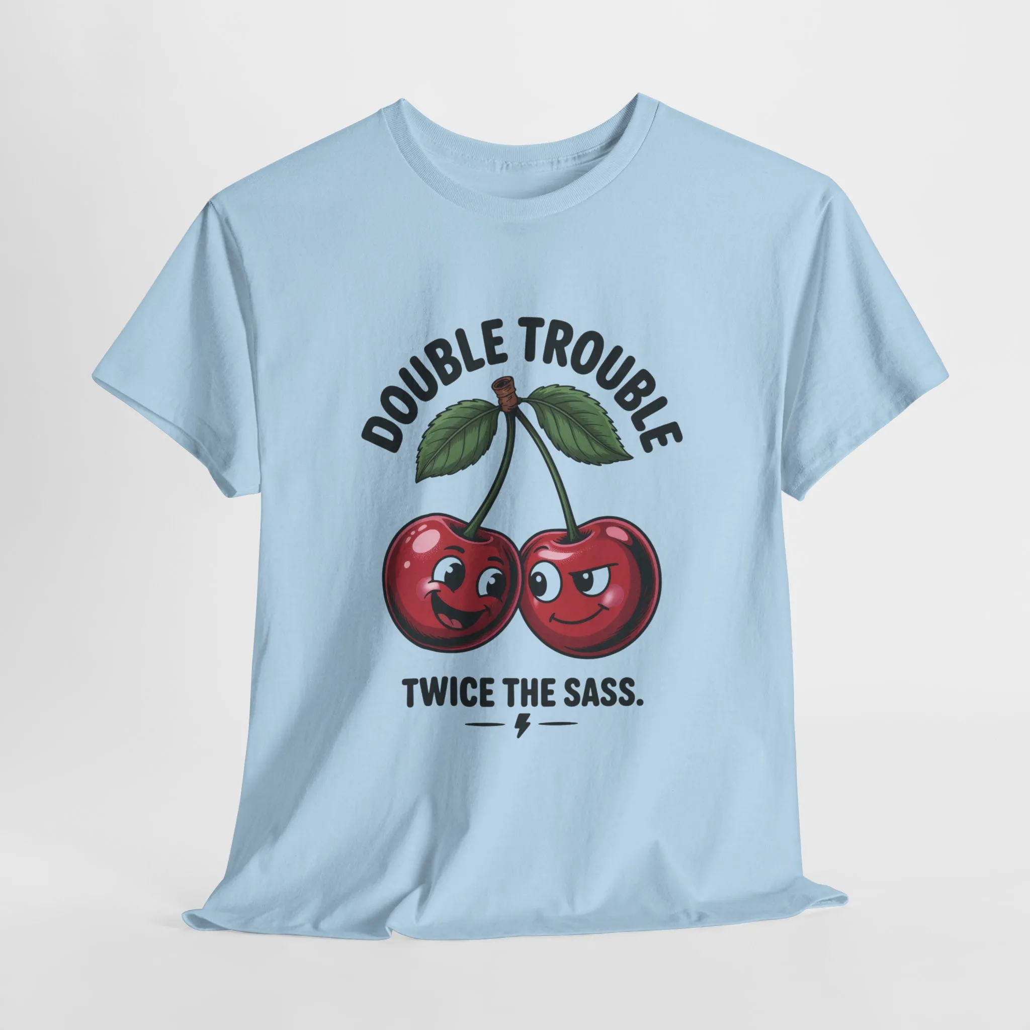 Double Trouble Cherry Graphic Tee, Funny Cute Womens T-Shirt, Twice the Sass Quote Shirt, Sassy Cherry Cartoon Gift - Image 19