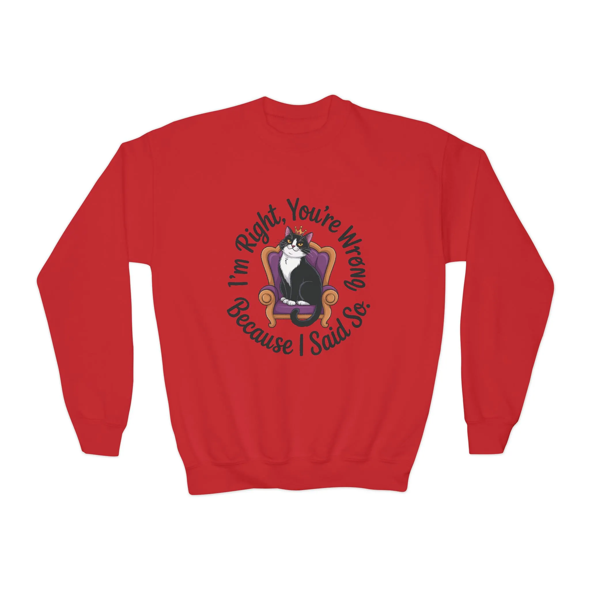 Youth Crewneck Sweatshirt, Funny Cat Sweatshirt for Girls, Im Right Youre Wrong, Tween Girl Attitude Pullover, Cute Gift for Cat Lovers - Image 10