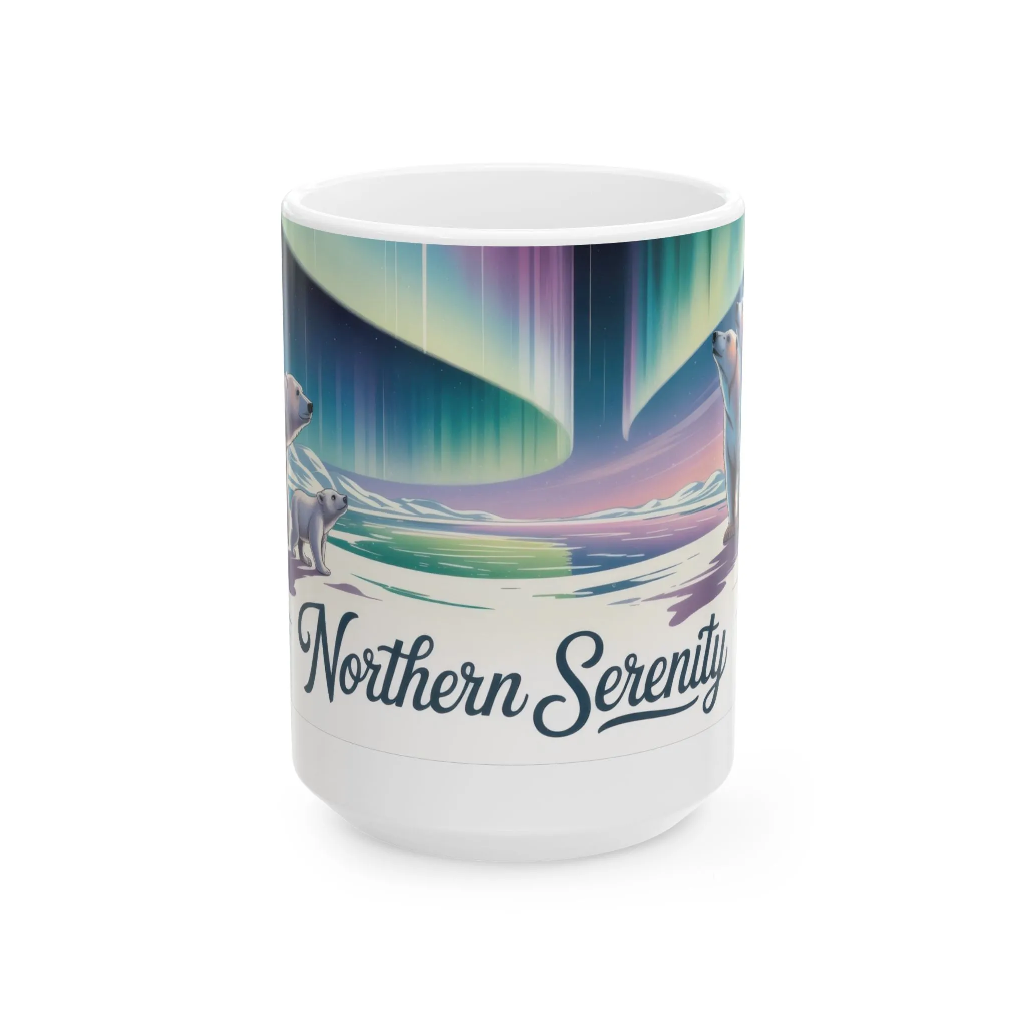 Northern Serenity Polar Bear Mug, Arctic Aurora Coffee Cup, Winter Wildlife Gift, Cute Animal Nature Lover Mug, Holiday Present - Image 7