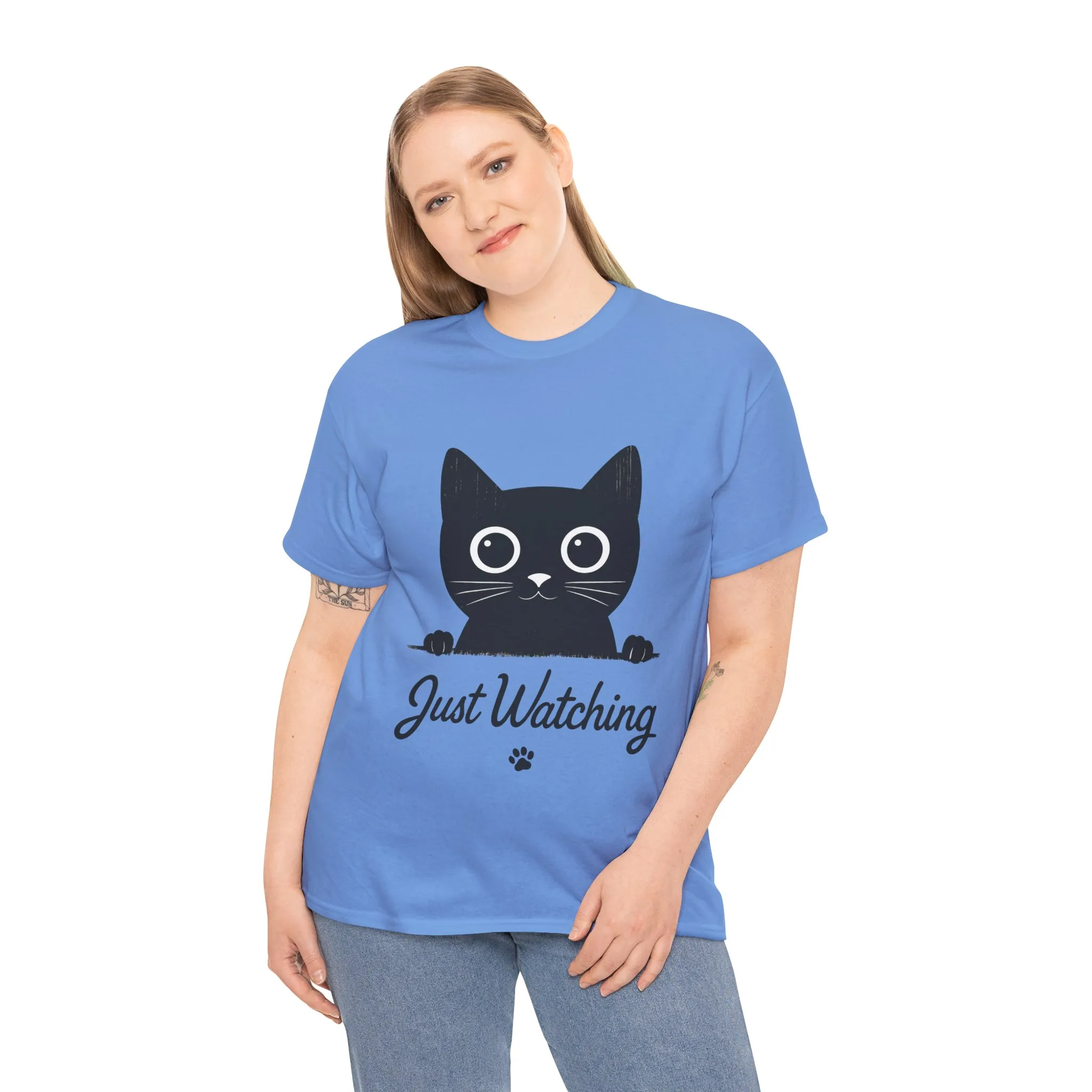 Cute Black Cat Shirt for Women - Just Watching Minimalist Kitty Tee - Funny Cat Lover Gift, Funny Pet Lover Gift, Animal Lover Tee - Image 12