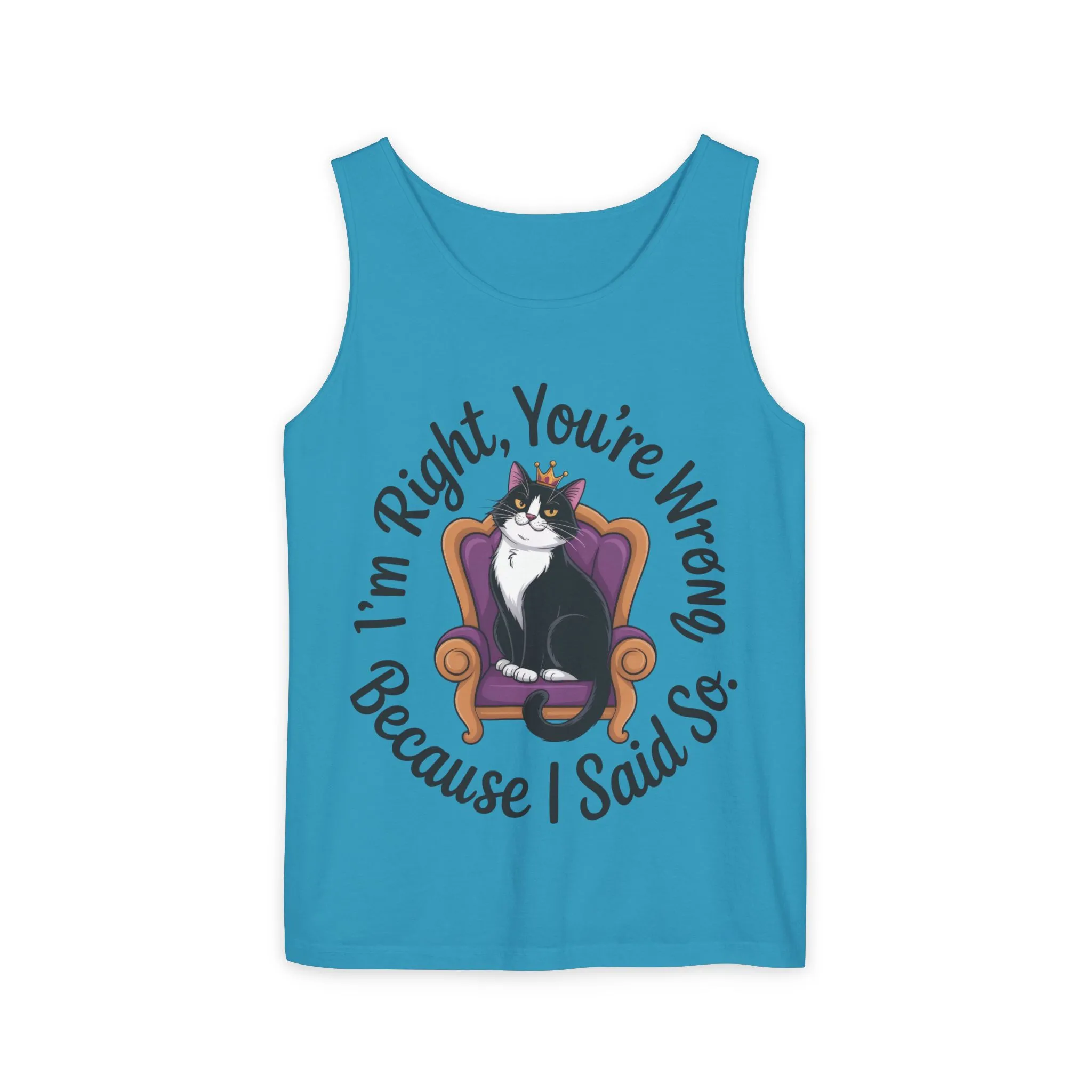 Funny Cat Queen Tank Top, Sassy Cat Graphic Tee for Women, Cat Mom Humor Tee Gift, Funny Graphic T-Shirt, I'm Right, You're Wrong Tee - Image 2