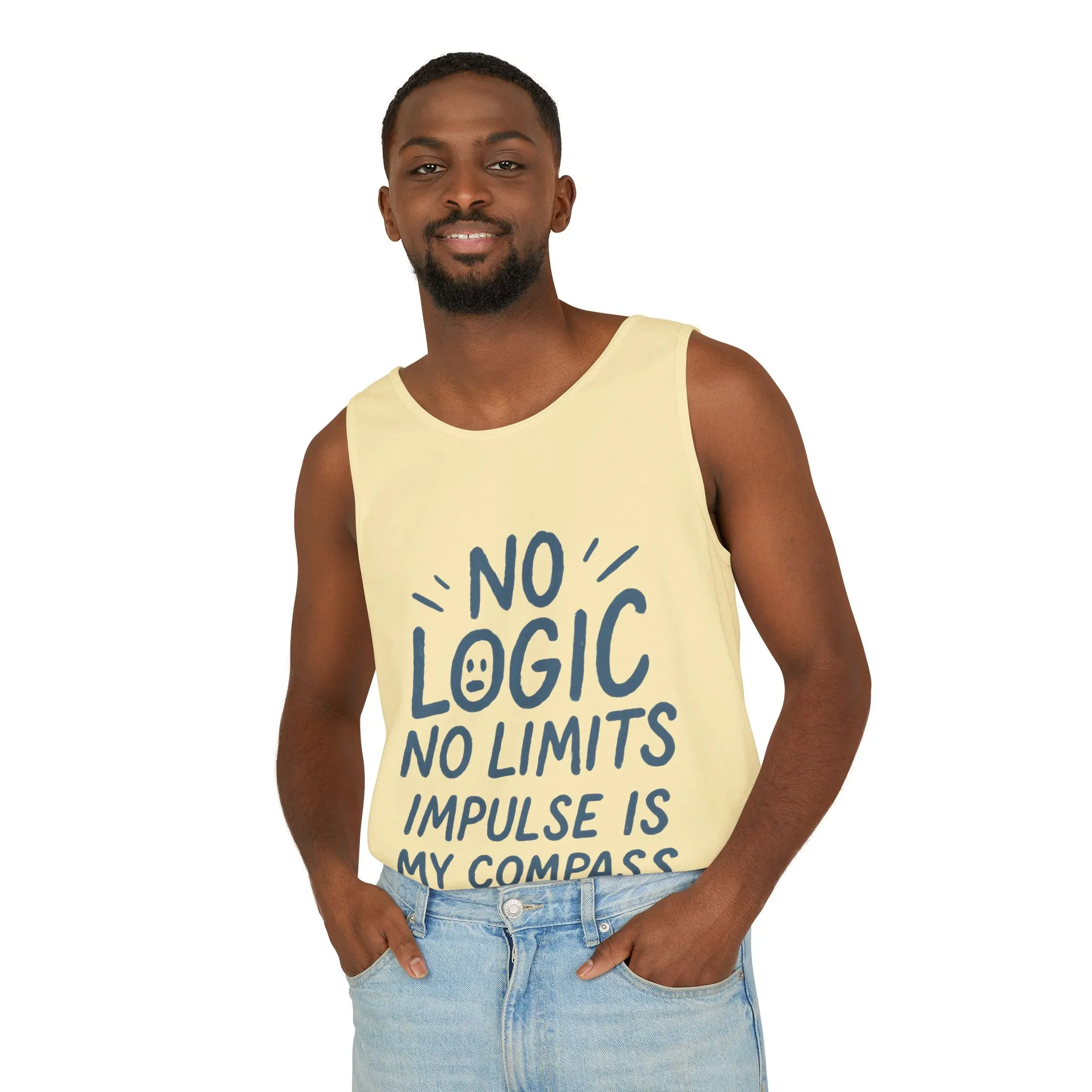 Funny Mens Tank Top, No Limits Impulse Quote, Relaxed Fit Tee, Casual Wear for Creatives, Gift for Artists Impulsive Style Shirt - Image 33