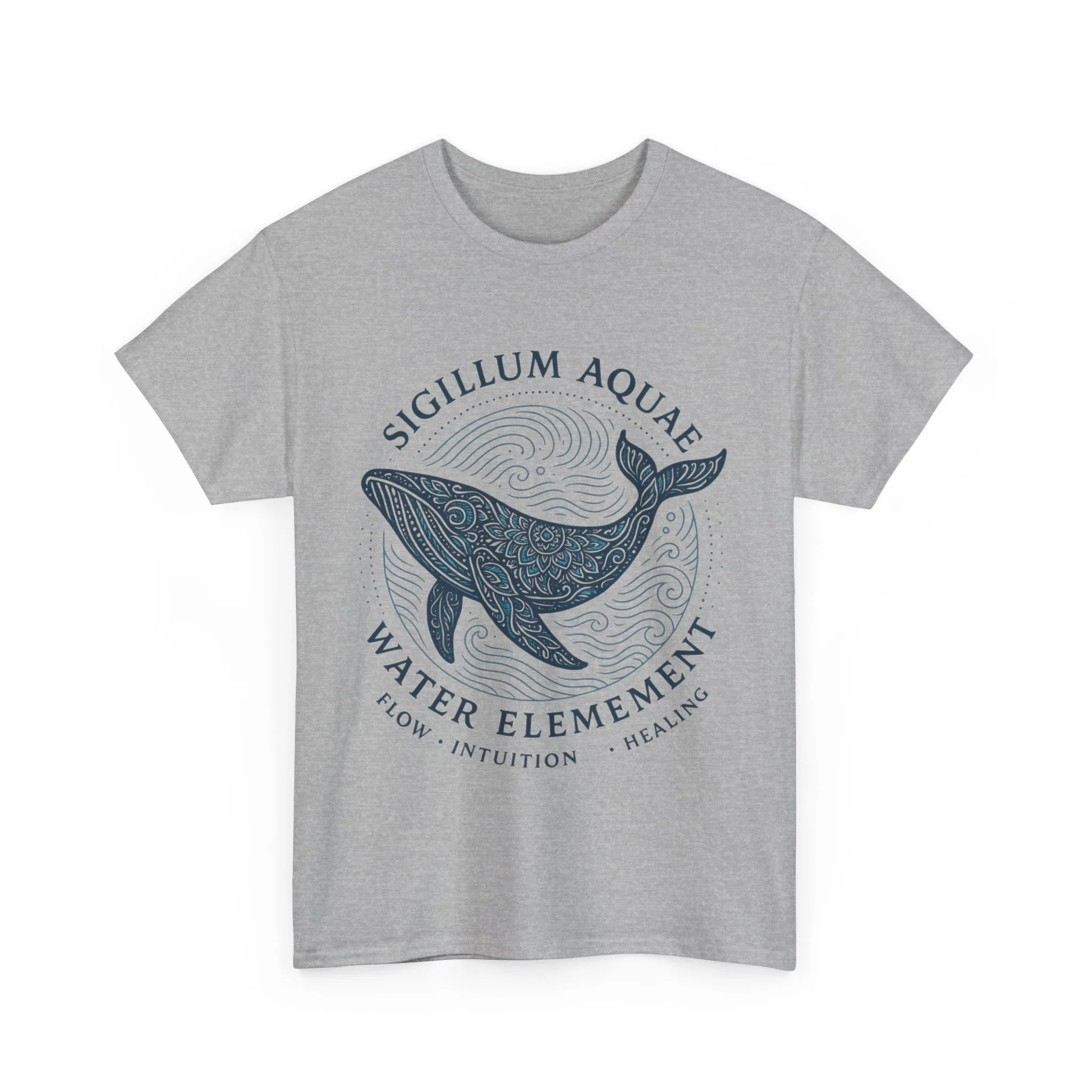 Water Element Whale Tee, Sigillum Aquae Symbol, Flow Intuition Healing, Spiritual Ocean Totem Tee, Nature Energy Shirt, Mindfulness Fashion - Image 9