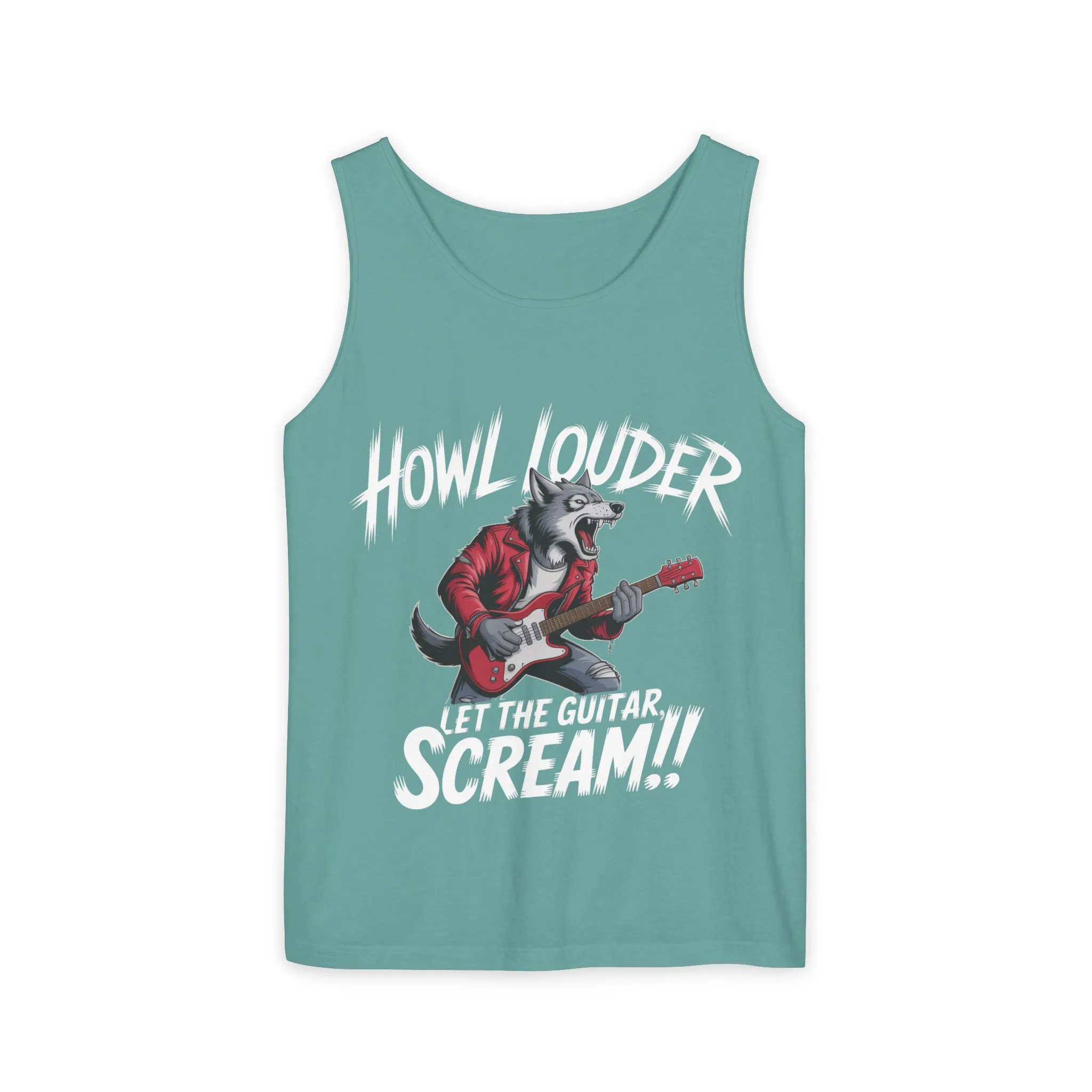 Howl Louder Wolf Tank Top, Mens Muscle Shirt, Rock Guitarist Graphic Sleeveless Tee, Wolf Workout Gym Tank, Music Lover Gift - Image 10
