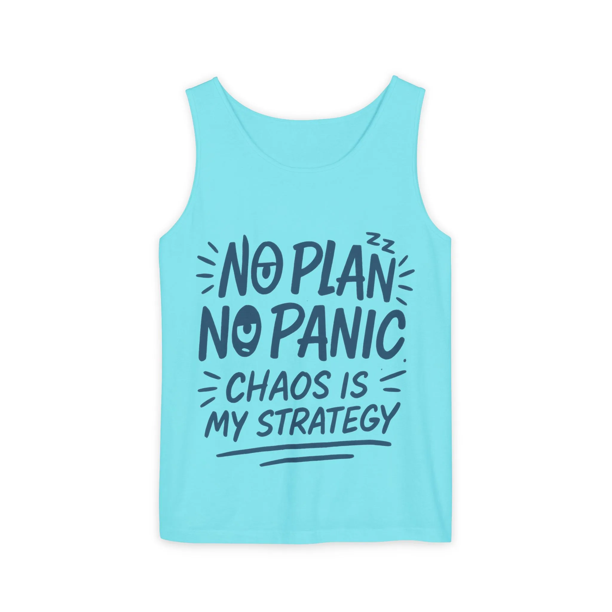 Funny Women's Tank, Chaos Strategy T-Shirt, No Plan No Panic Quote Shirt, Cute Tee for Women, Humorous Gift Idea, Casual Relaxed Fit Top - Image 25