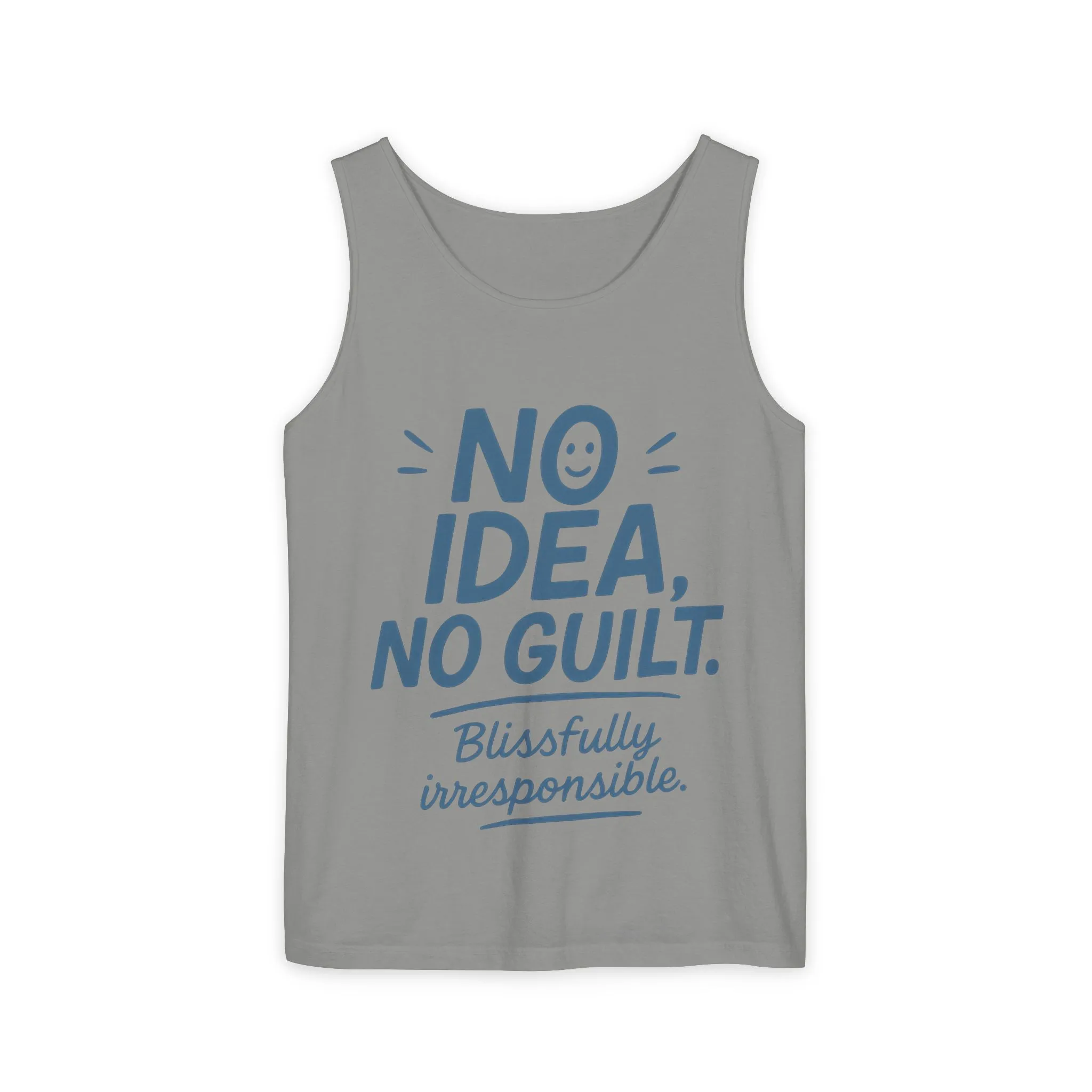 Mens Funny Tank Top, No Idea No Guilt Quote, Blissfully Irresponsible Gym Shirt, Casual Sleeveless Top, , Fun Party Shirt - Image 34
