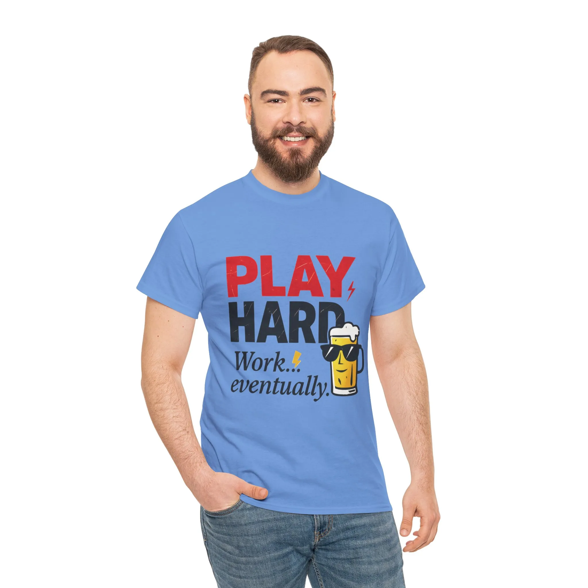 Play Hard Mens Heavy Cotton Tee, Perfect for Beer Lovers, Casual Hangouts, Parties, Gifts, and Relaxed Days - Image 17