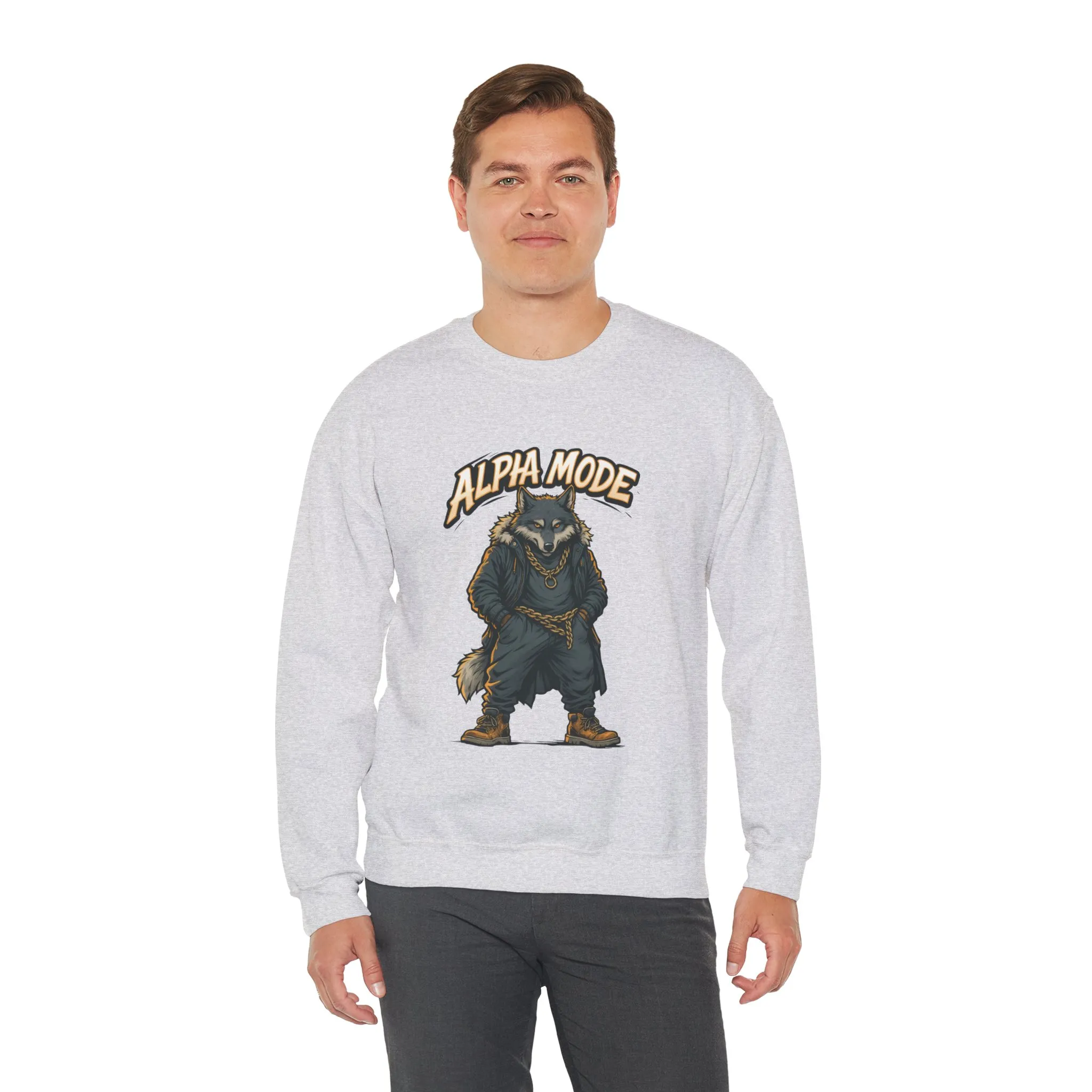 Alpha Mode Wolf Crewneck Sweatshirt, Mens Streetwear Pullover, Hip Hop Savage Wolf Sweater, Alpha Male Graphic Crewneck, Urban Wolf Gift - Image 6