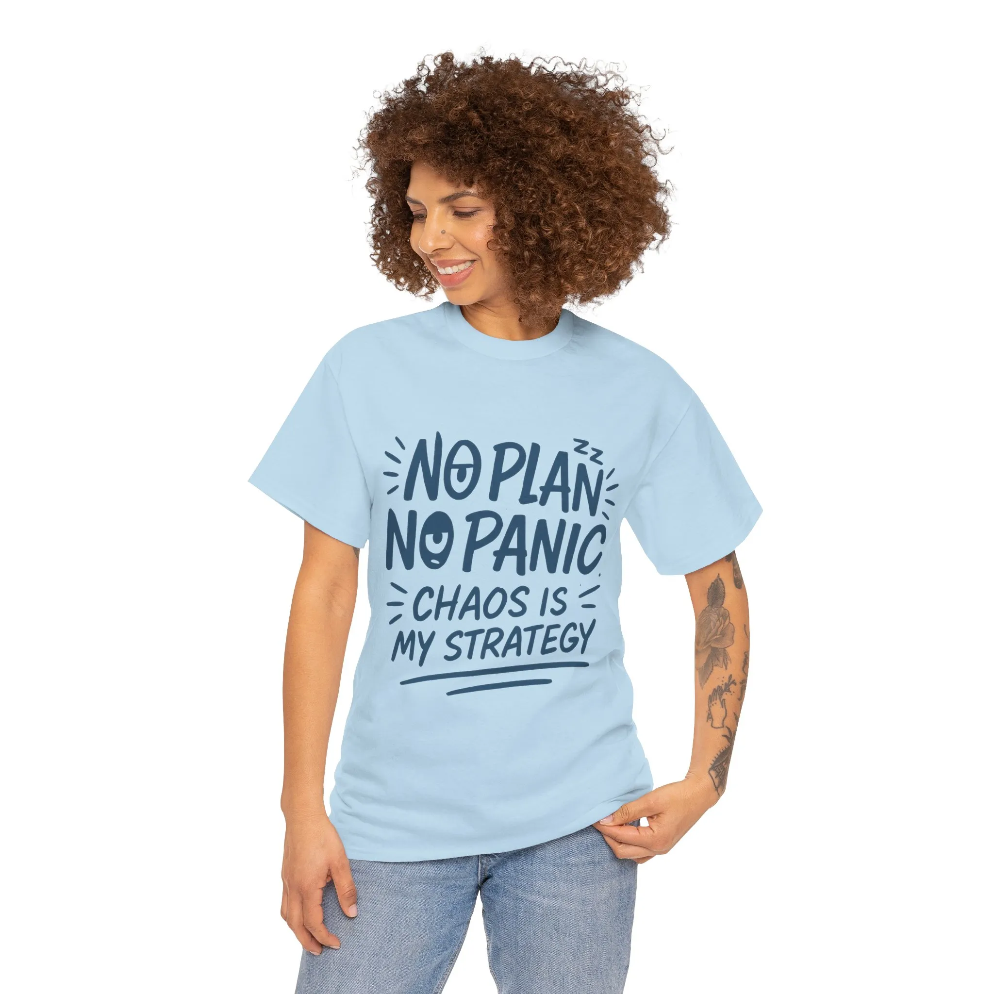 Funny Chaos Strategy T-Shirt, No Plan No Panic Quote Shirt, Cute Tee for Women, Humorous Gift Idea, Casual Relaxed Fit Top - Image 20