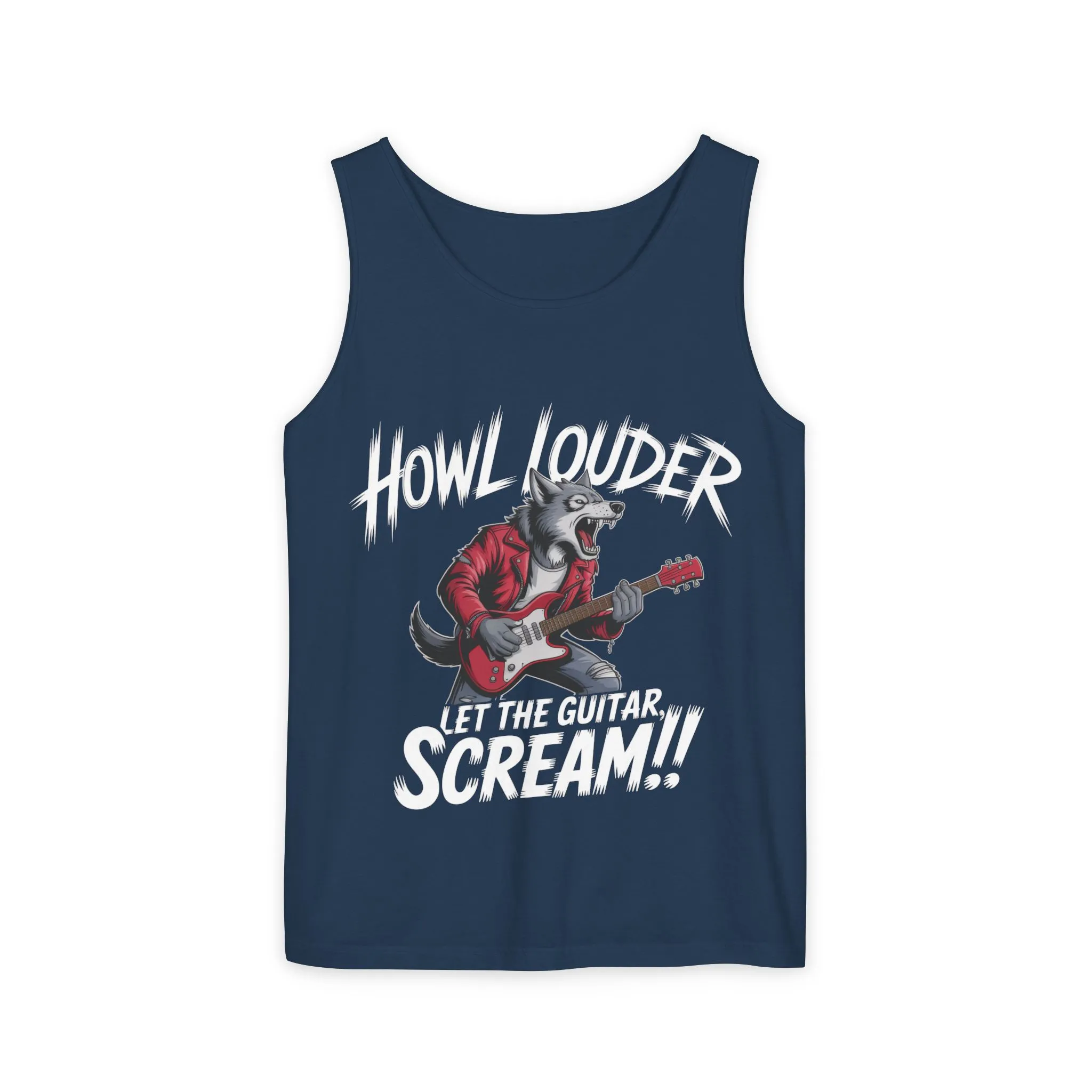 Howl Louder Wolf Tank Top, Mens Muscle Shirt, Rock Guitarist Graphic Sleeveless Tee, Wolf Workout Gym Tank, Music Lover Gift - Image 19