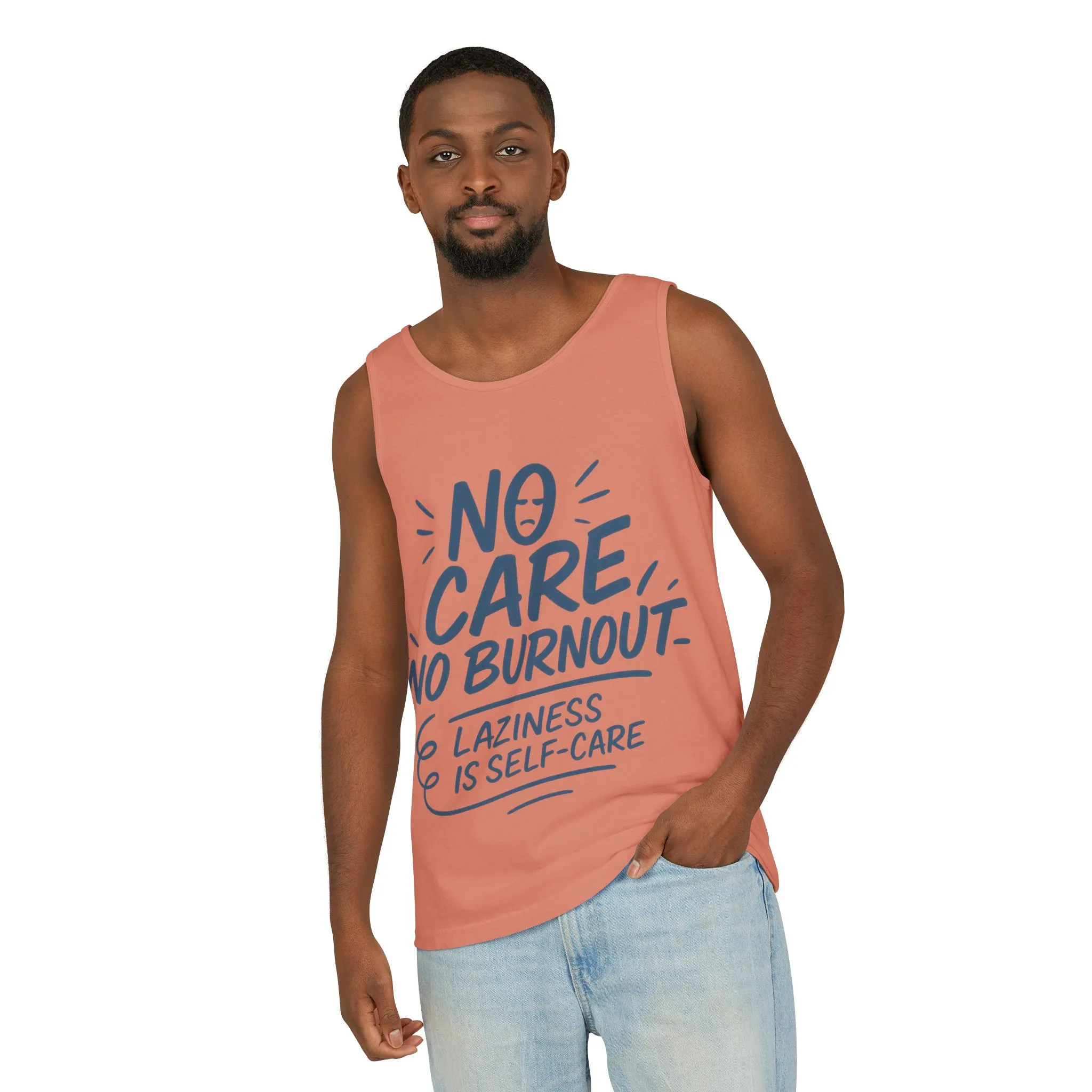 Mens Lazy Life Tank Top, No Care No Burnout Funny Quote, Workout Gym Sleeveless Shirt, Humor Gift for Him, Gift for Mental Health Awareness - Image 8