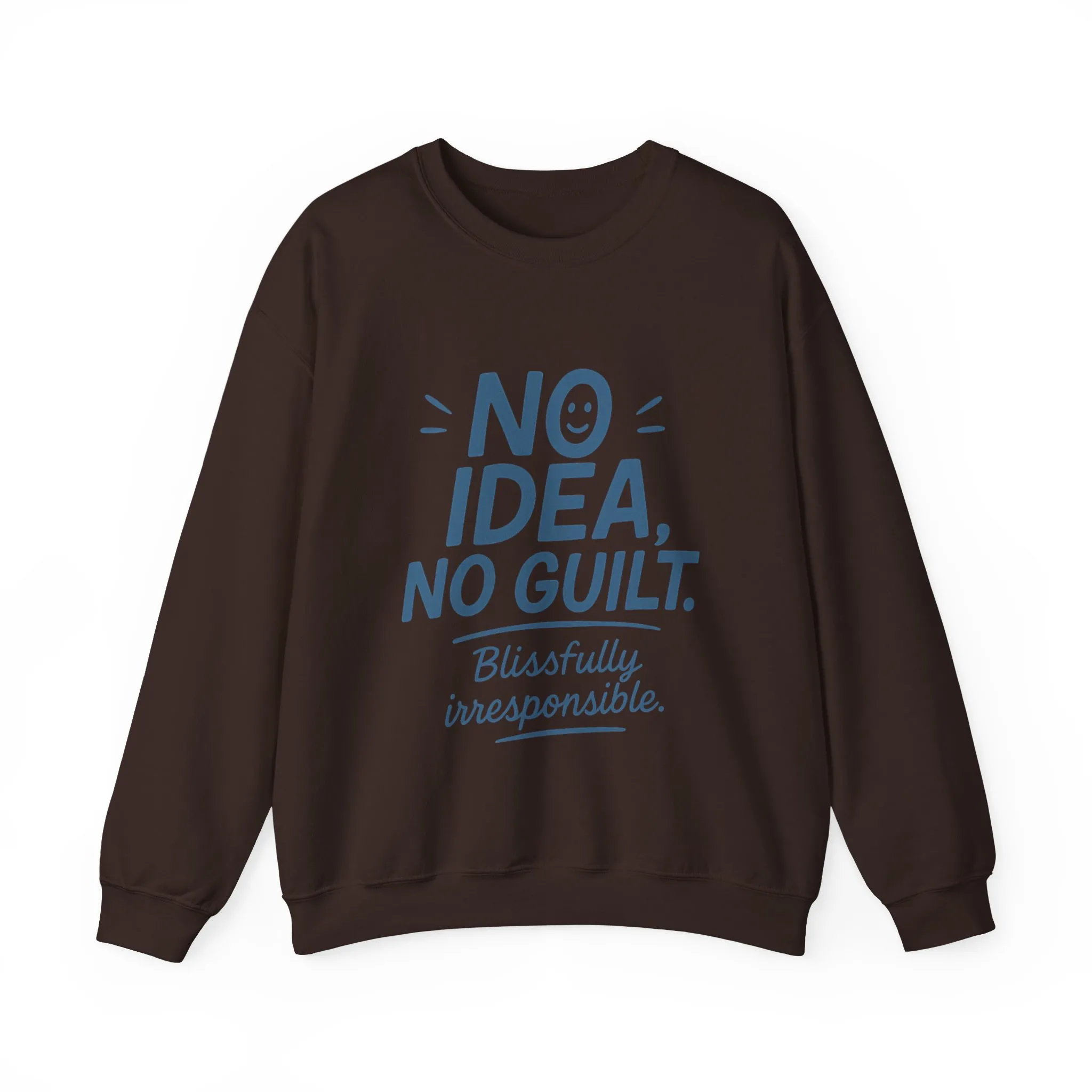 Mens Funny Sweatshirt, No Idea No Guilt Quote, Blissfully Irresponsible Cozy Pullover, Relaxed Fit Gift for Him, Cozy Mens Crewneck - Image 19
