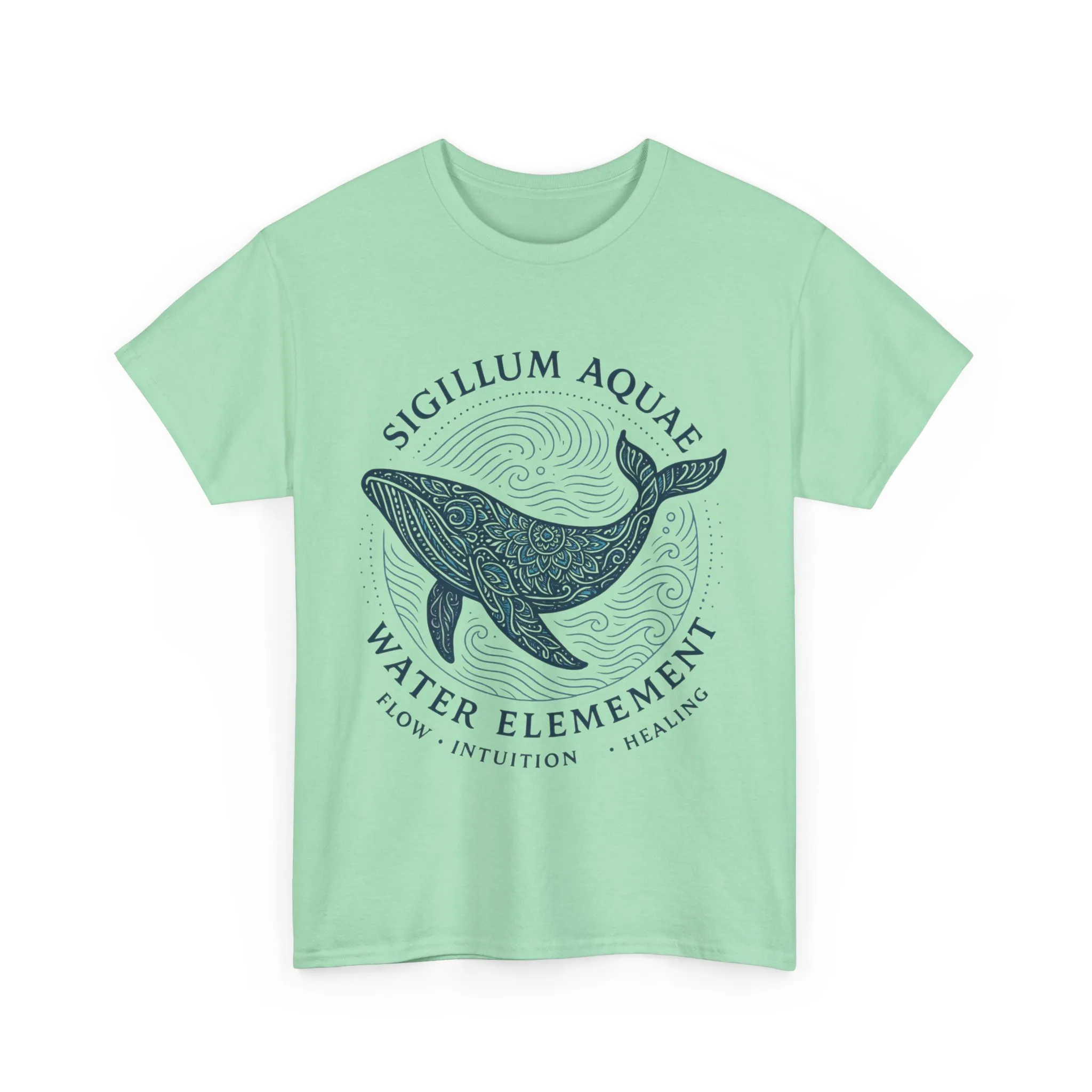 Water Element Whale Tee, Sigillum Aquae Symbol, Flow Intuition Healing, Spiritual Ocean Totem Tee, Nature Energy Shirt, Mindfulness Fashion - Image 17