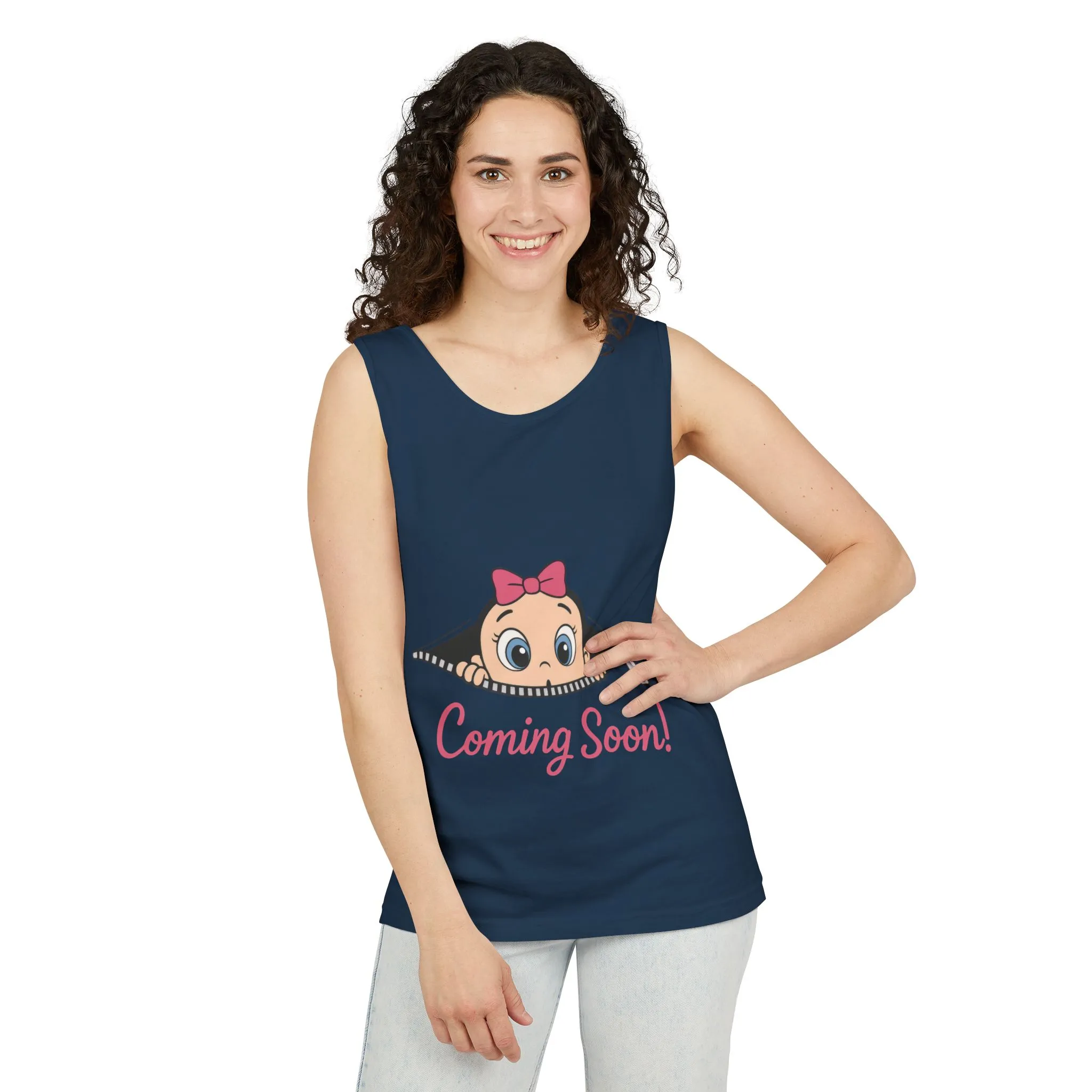 Coming Soon Maternity Tank Top, Cute Baby Girl Pregnancy Announcement Shirt, Expecting Mom Gift, Gender Reveal Tank, Baby Shower Gift - Image 18